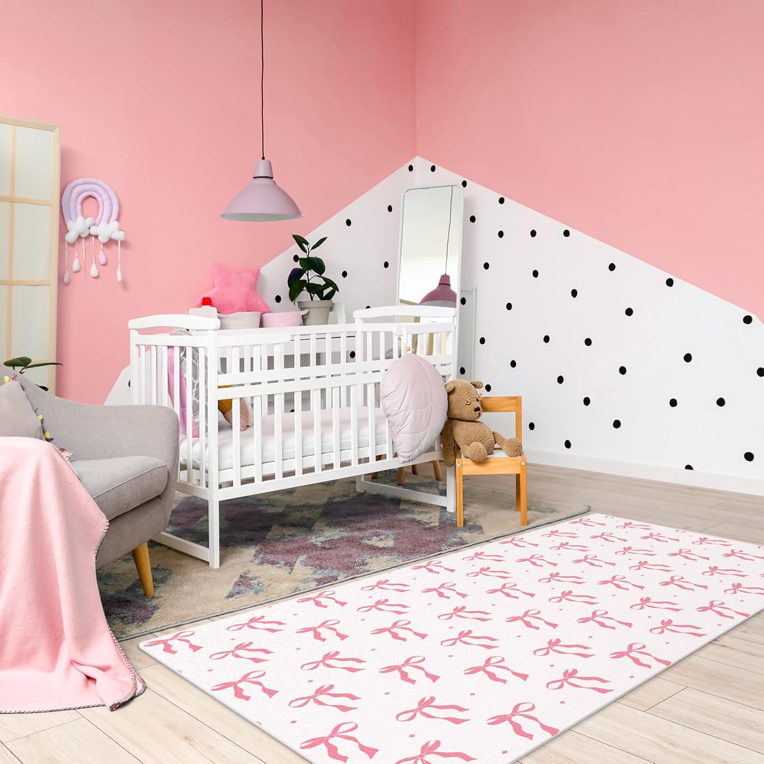Drydiet 4 x 6 ft Large Bow Welcome Mat Rug Coquette Doormat Decor Gifts for Bedroom Room Women Aesthetic Decor Birthday Decorations Gift Lovers(Bow,Pink)