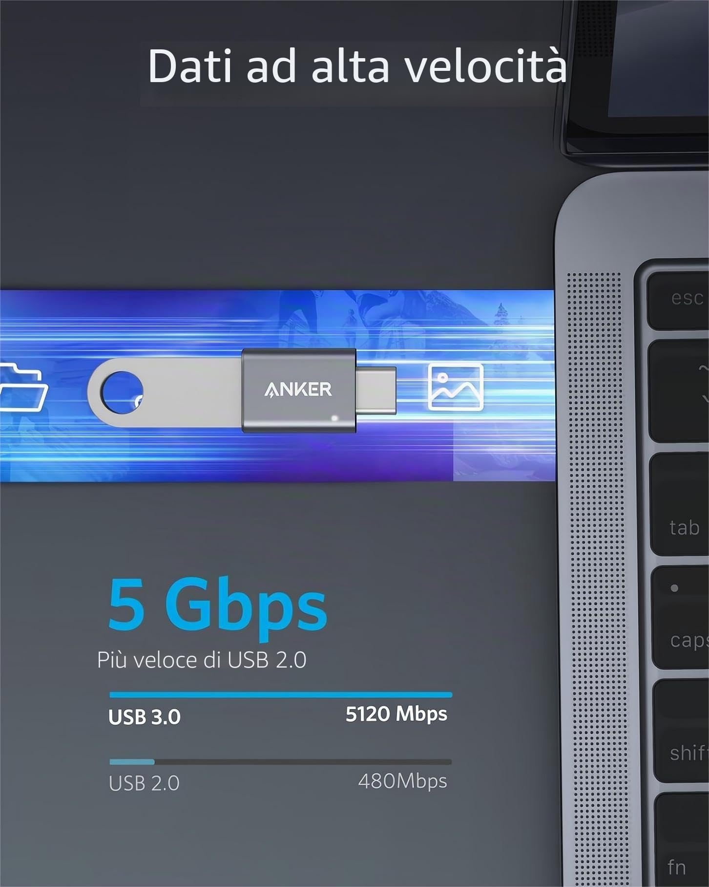 Anker Adattatore USB C a USB 3.0 Femmina, Confezione da 2, per MacBook Pro 2020, iPad Pro 2020