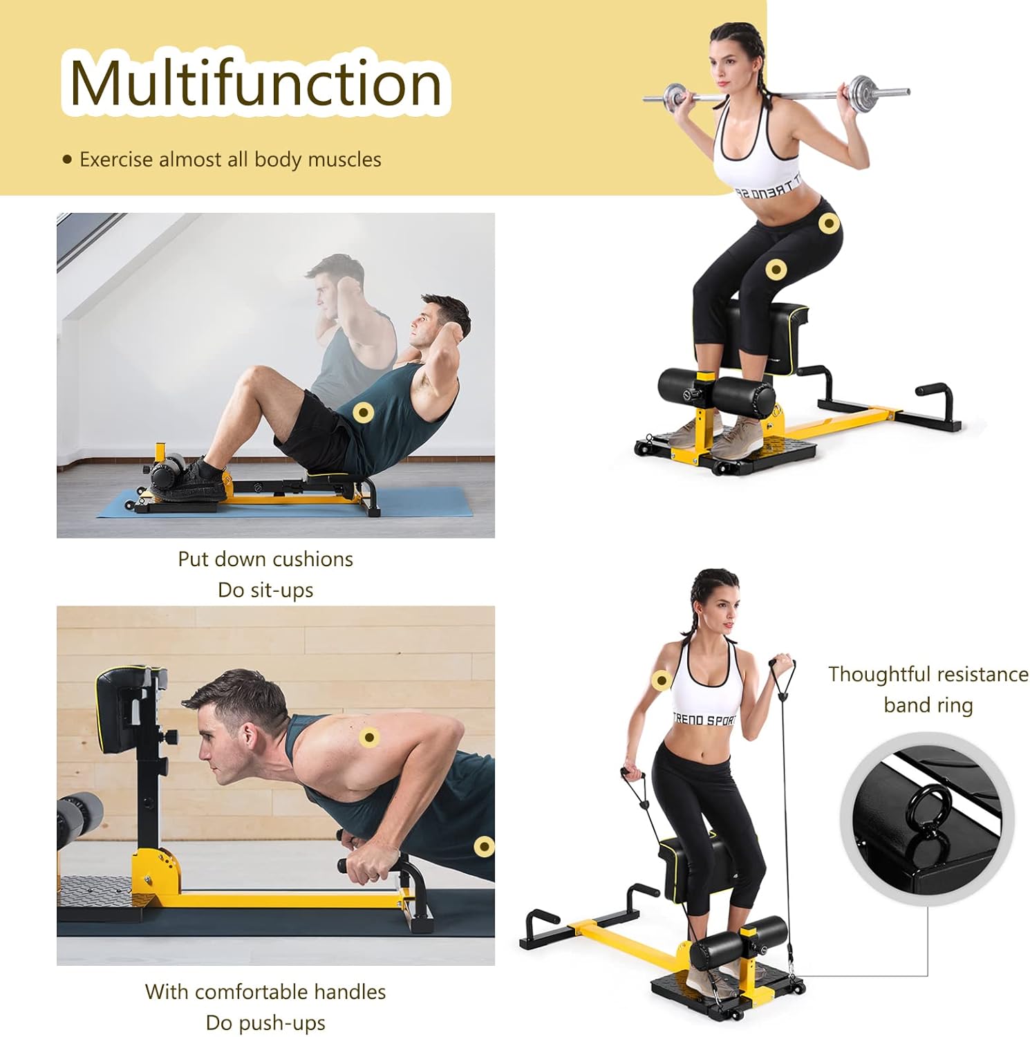 SPORFIT Sissy Squat Machine, 8 in 1 Deep Squat Machine,Strength Training Leg Machines,Multi-Function Sit-Up Bench&Push-Up Exerciser for Home Gym : Sports & Outdoors