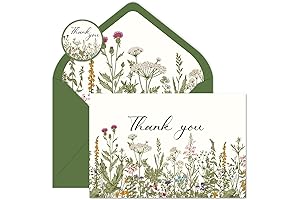 Whaline 24 Pack Vintage Wild Floral Thank You Cards