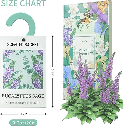 Miniatura 5 de Sobres para cajones y armarios, sobres, sobres de armario, bolsitas perfumadas para mamá, eucalipto y salvia (6 paquetes)