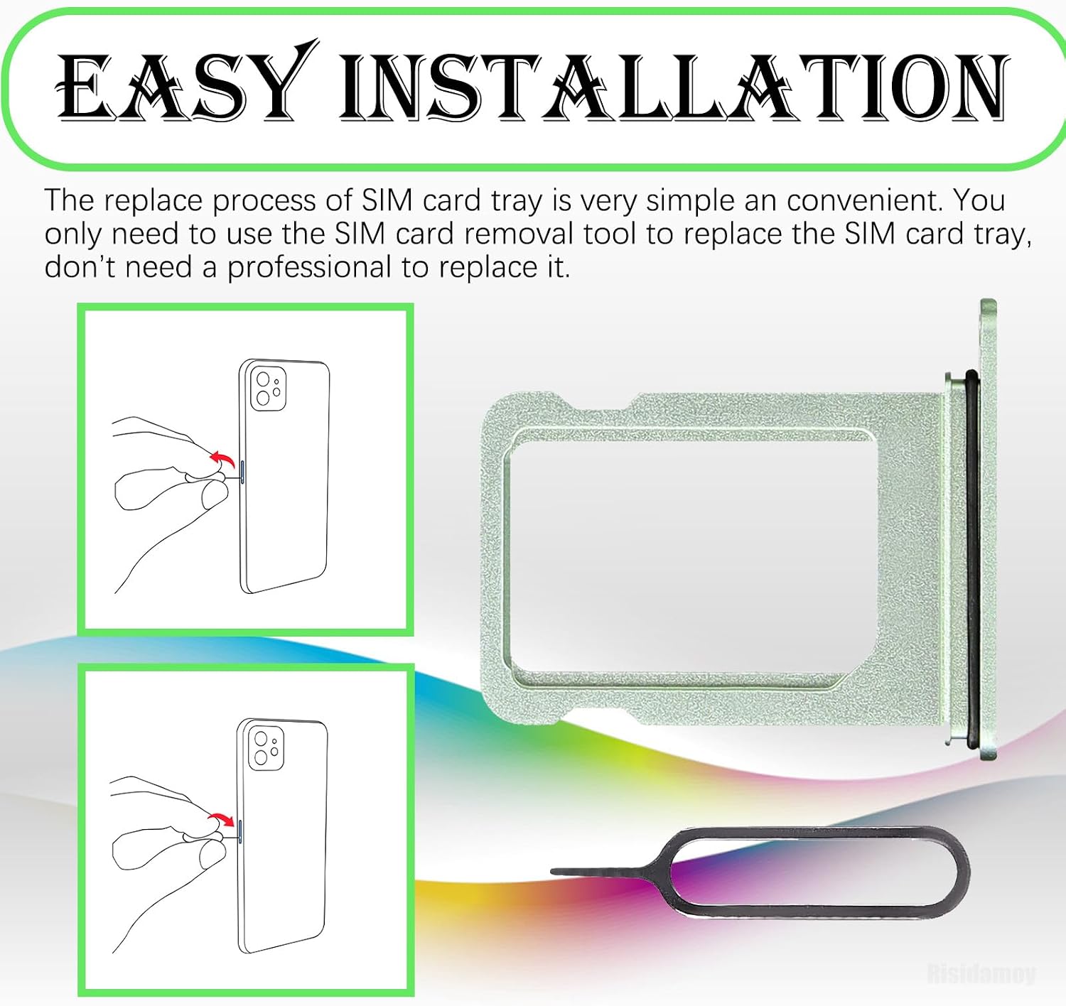 for iPhone 12 Mini Green Single SIM Card Tray Slot Replacement | Sim Card Tray Holder Adapter with SIM Ejector Mobile Phone Repair Replace for iPhone 12mini A2176 A2398 A2400 A2399