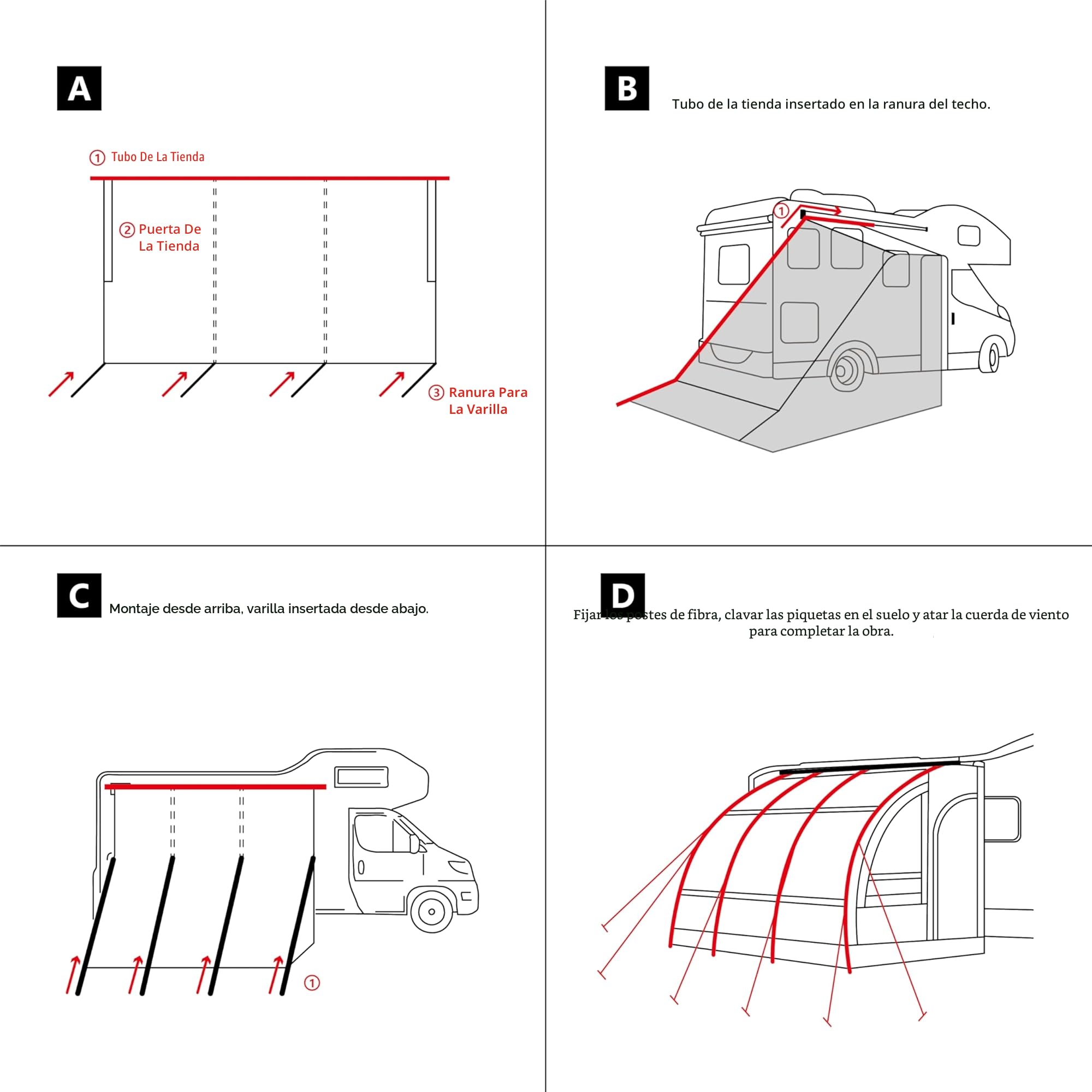 Weekender - Toldo de fibra de vidrio para caravanas y autocaravanas (260 cm)