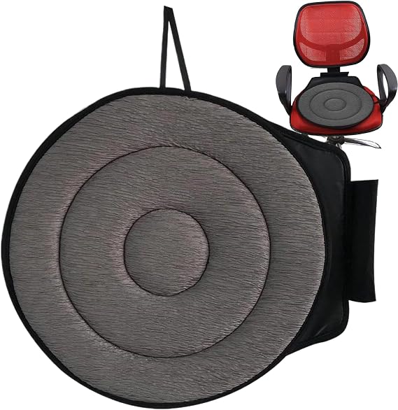 Swivel Car Seat 18x16in Breathable Ergonomic 360 Rotating Seat Cushion for Car with Insert & Strap Cushion for Elderly, Disabled, Pregnant Woman