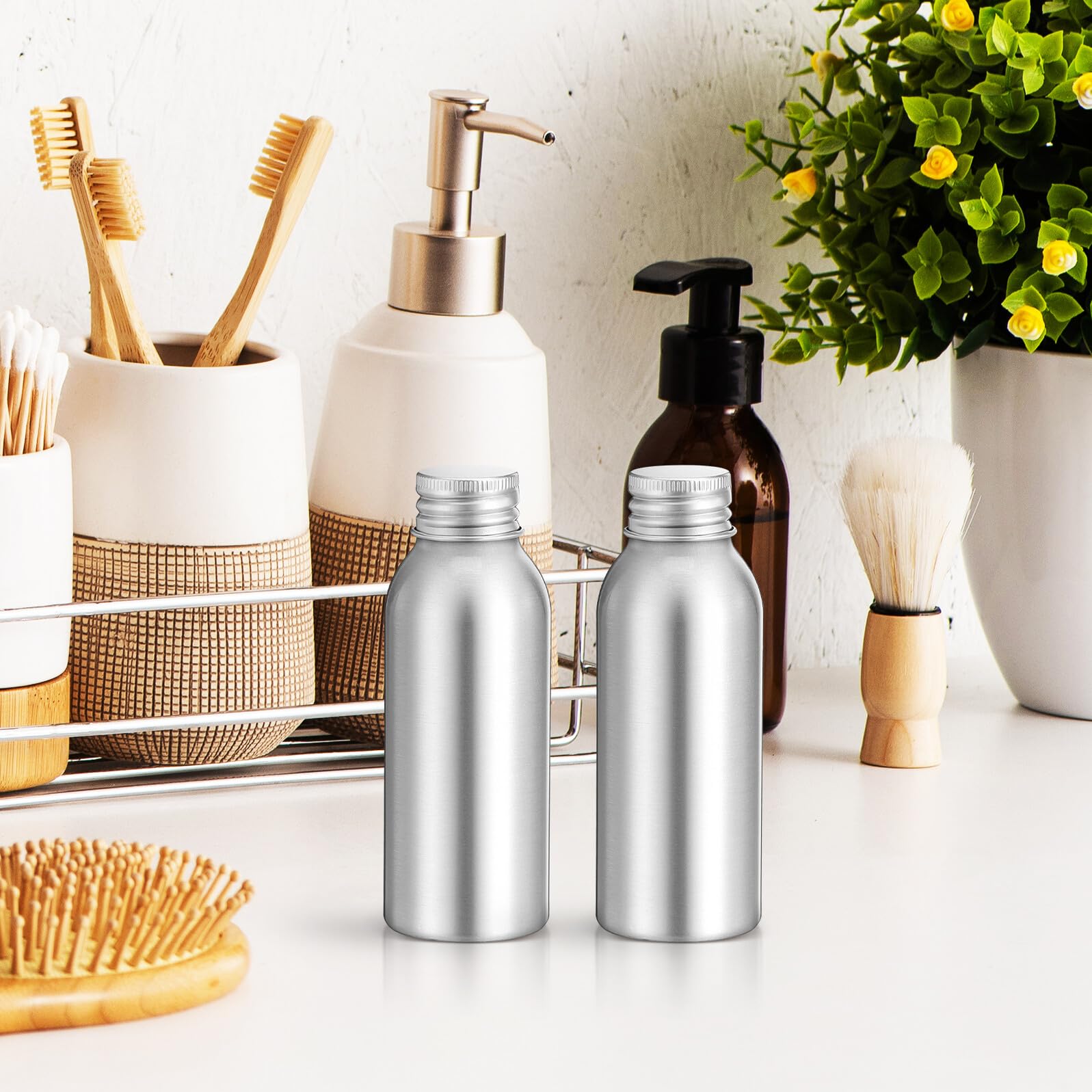 CLISPEED Bottiglie Ricaricabili per Profumo e Olio Essenziale in Alluminio 3 Set da 100 Ml Tappo a Vite, Contenitori Vuoti Portatili per Viaggio e Uso Cosmetico, Flaconi Dispenser Ermetici