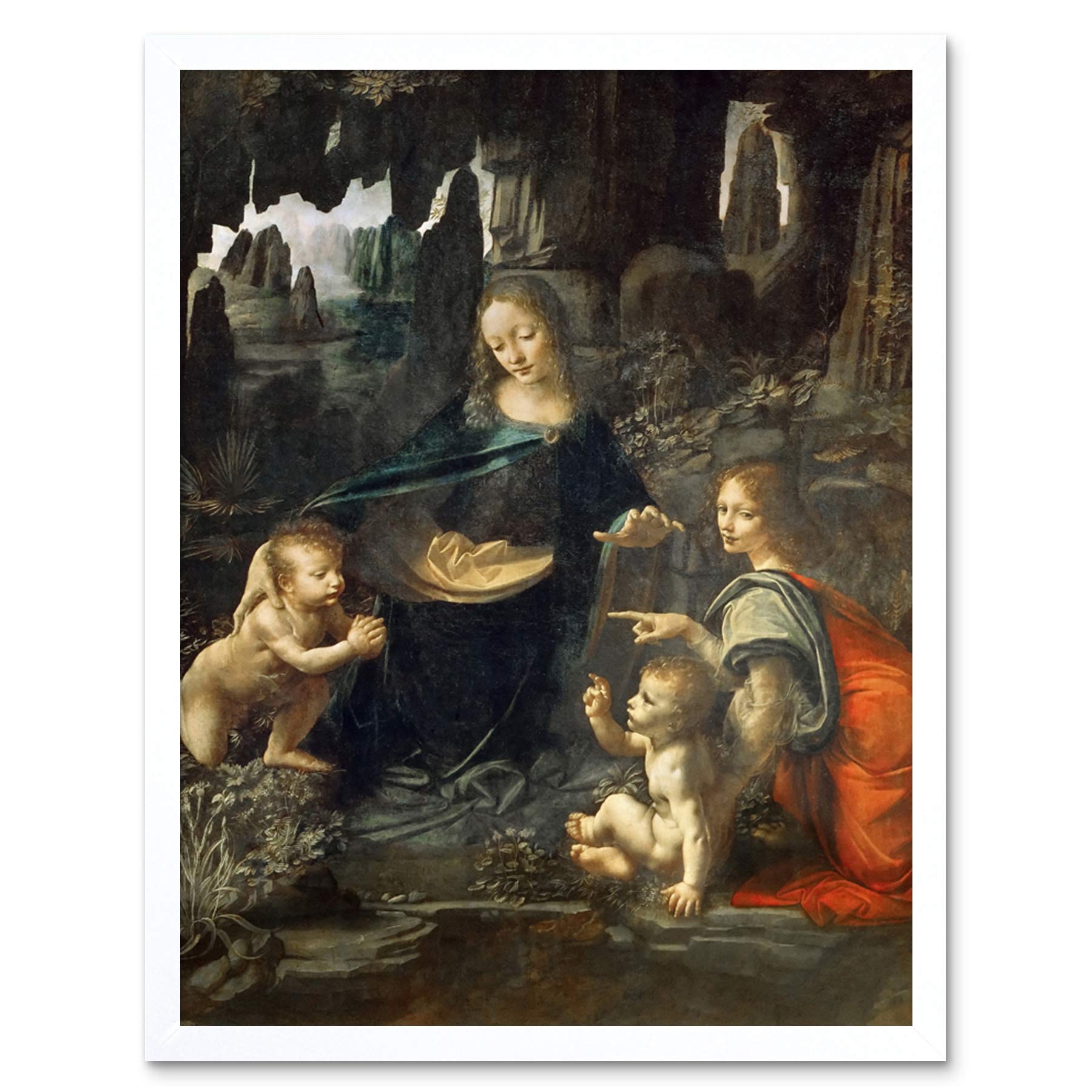 Artery8 Leonardo Da Vinci Virgin Of The Rocks Painting Art Print Framed Poster Wall Decor 12x16 inch