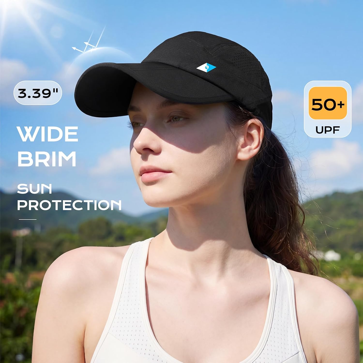 Seektop Foldable Baseball Cap, UPF 50+ 3-Panel Packable Outdoor Hat