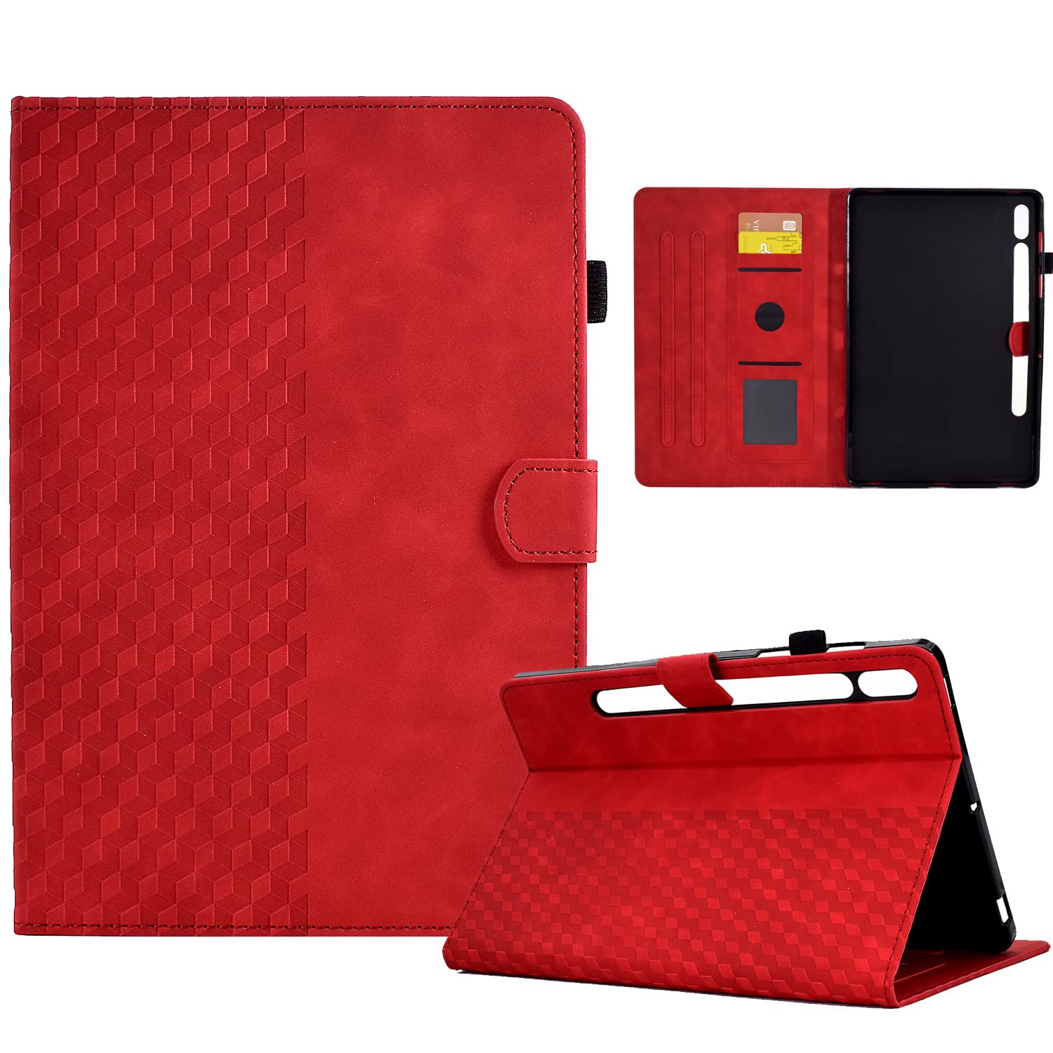 Dabaca Samsung Galaxy Tab S9 Case 11 inch 2023 Model (SM-X710/X716B/X718U), Pu Leather Wallet Flip Folio Book Cover with [Adjustable Stand] [Card Slots] for Galaxy Tab S9 11" Tablet- Red