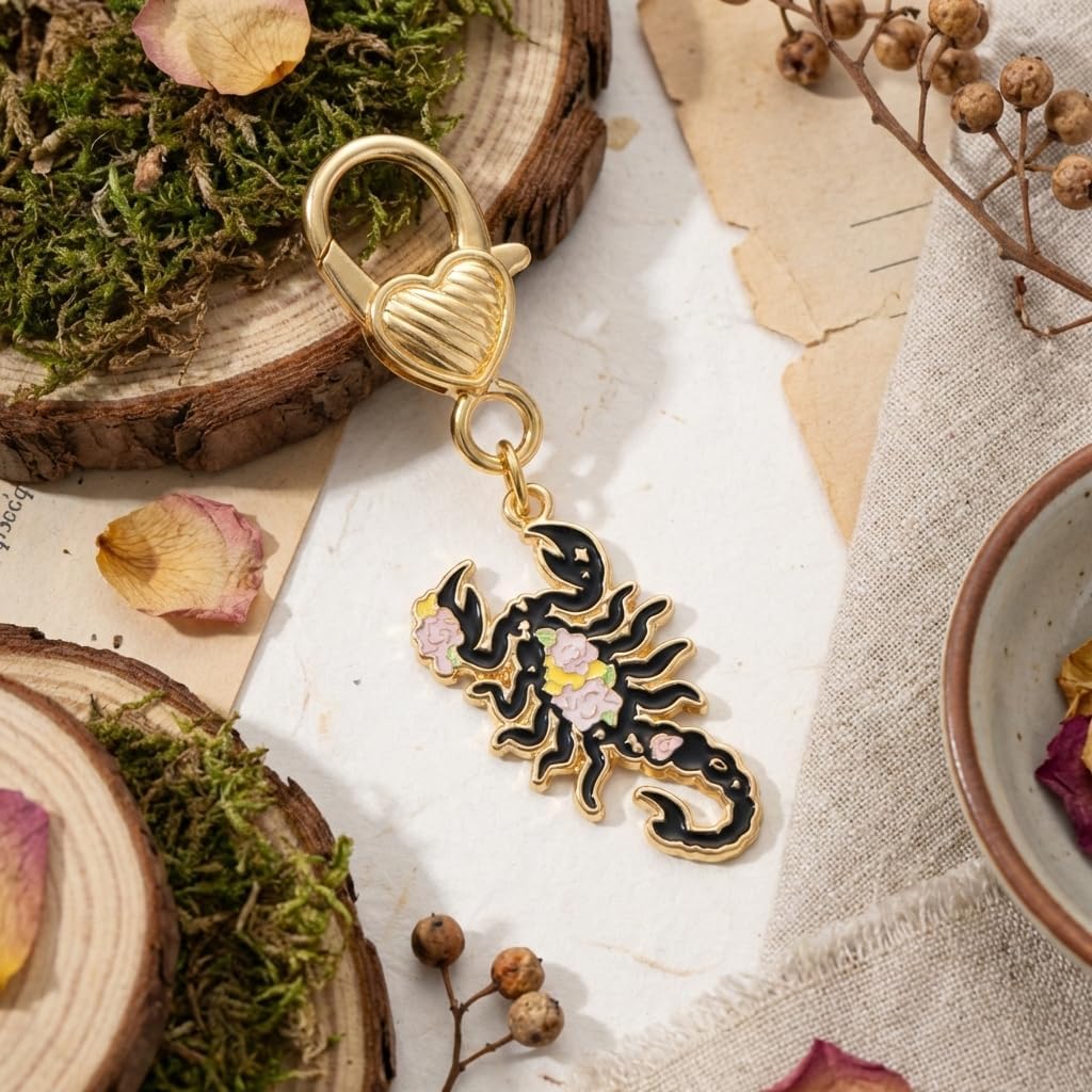 Scorpion Keychain – Insect Keychains Bag Charms for Women with Floral Accents, Cool Key Chains Gifts for Scorpion Lovers, Friends, Students image 4