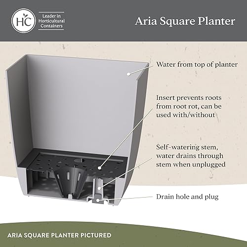 Miniatura 3 de The HC Companies Maceta cuadrada Aria de 12 pulgadas, maceta de plástico para plantas de interior y exterior, flores, hierbas, blanco mate