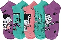 Vista 1 de Bioworld Universal Monsters Chibi Monsters - Calcetines tobilleros para mujer (5 pares), Multi colorido