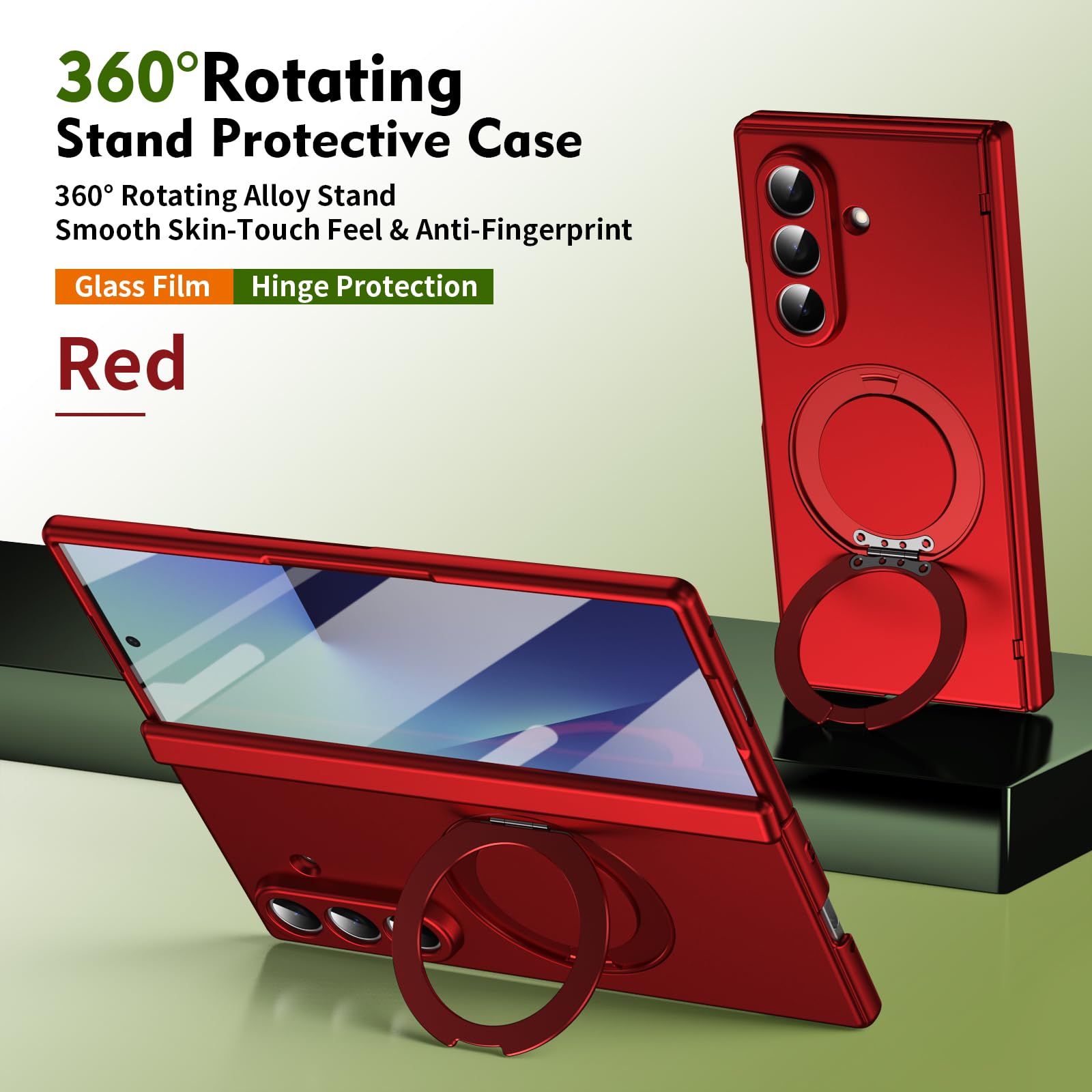 Coque Béquille Compatible avec Samsung Galaxy Z Fold 8 Ultra, Rouge