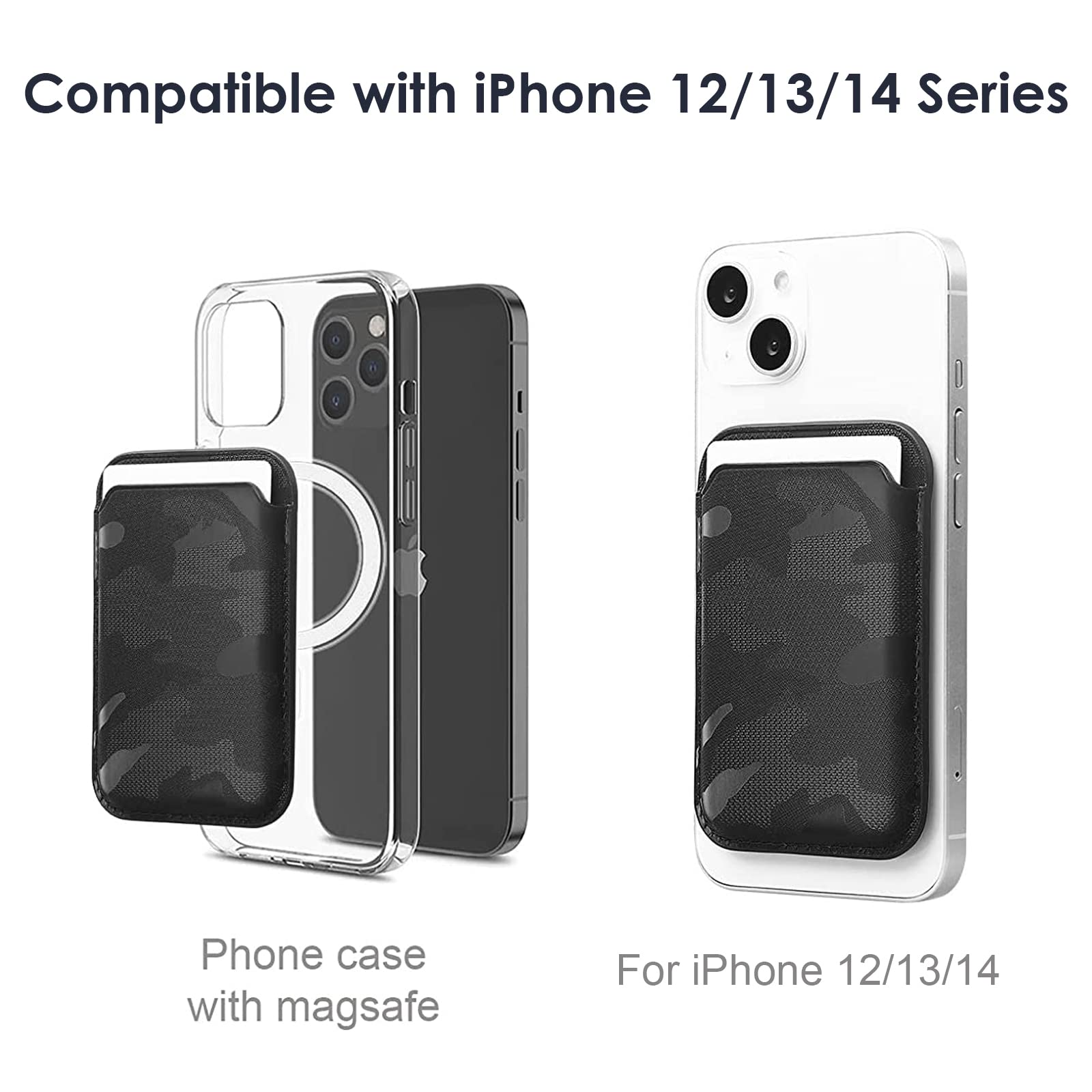 WALLFID Portafoglio in pelle con MagSafe compatibile con iPhone 12/13 Mini/Pro/Max, supporto RFID con magnete MagSafe