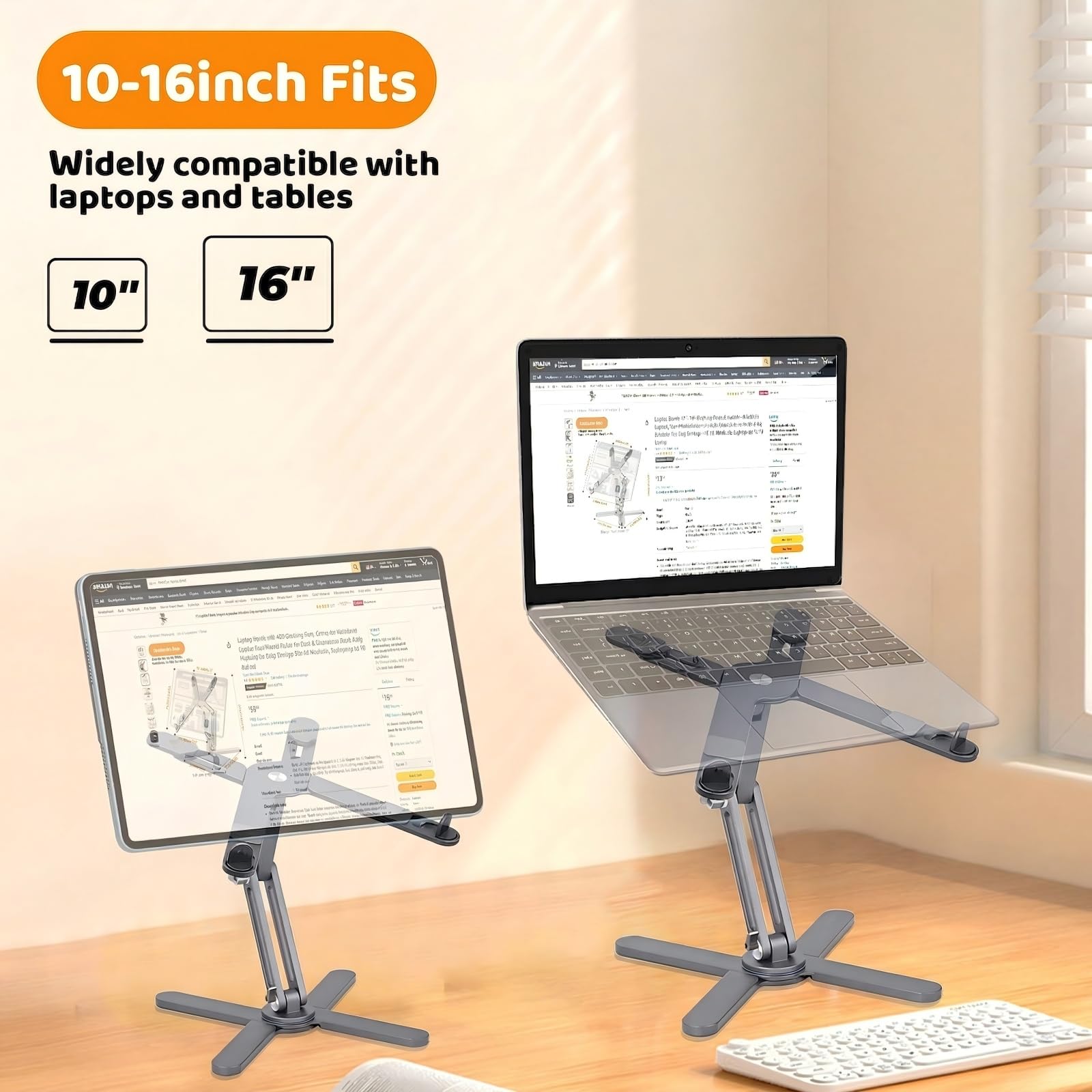 Moallia Laptop-Ständer mit 360 Grad drehbarer Basis, Computer-Notebook-Laptop-Riser, Metallhalterung für den Schreibtisch, kollaborative Arbeit, vollständig faltbar für einfache Lagerung, passend für
