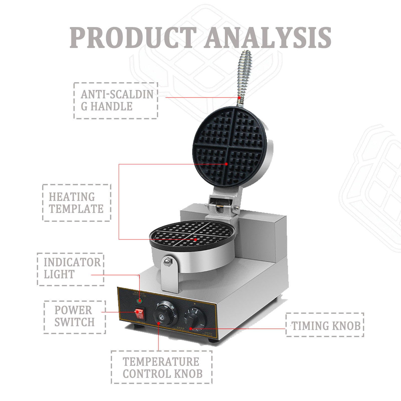 Gofrera Comercial De Doble Cabezal, 2800 W, Gofrera Profesional con Recubrimiento De TeflóN, Cuerpo De Acero Inoxidable, Ideal para Desayunos En CafeteríAs A-110V