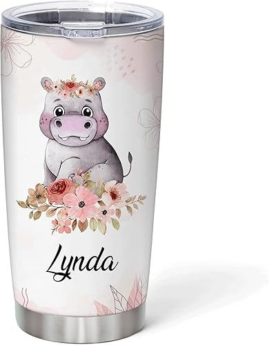 Vista 14 de Hyturle - Vaso de jirafa personalizado con aislamiento de acero inoxidable de 20 onzas, 30 onzas, taza de viaje para café, taza con tapa, regalos