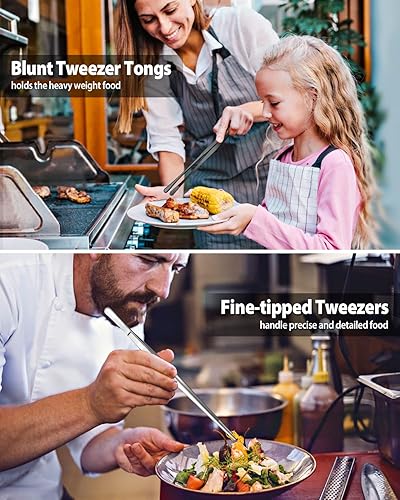 Miniatura 6 de 2 piezas de pinzas de cocina de 30 cm con puntas dentadas de precisión, pinzas de chef profesionales de acero inoxidable, herramientas de cocina