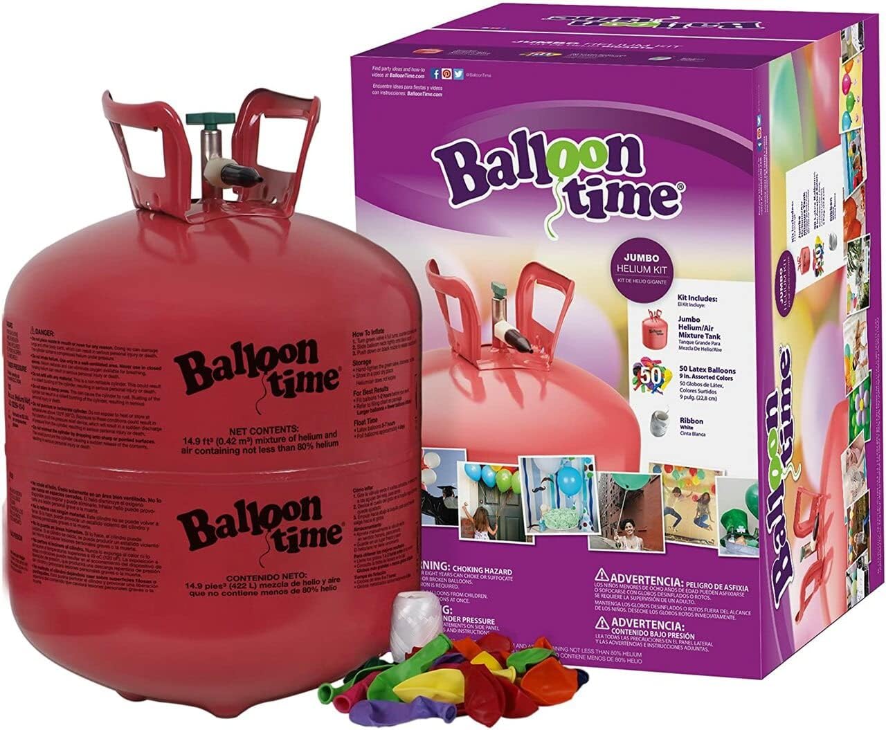 50 Multicolor Round Balloons Kit - Birthday - Unisex - All Ages