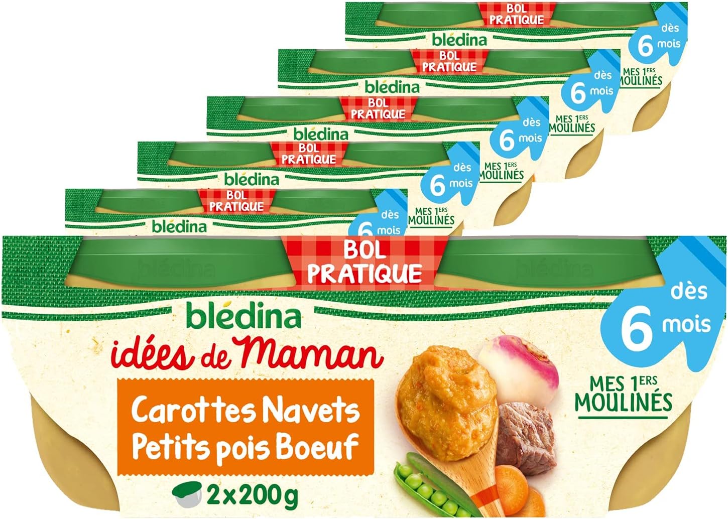 Bledina Idees De Maman Repas Bebe Des 6 Mois Carottes Navets Petits Pois Bœuf 12x0g Amazon Fr Epicerie