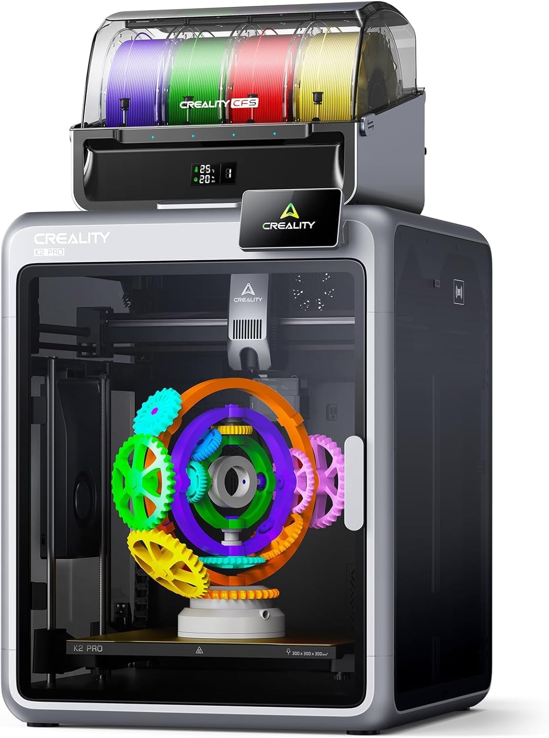 Creality K2 Pro Combo (A) 3D-Drucker, Multicolor-3D-Drucker mit CFS, 600 mm/s Hochgeschwindigkeitsdruck, Dual-AI-Kamera, vollständig montiert & automatische Nivellierung, 300×300×300mm Druckvolumen