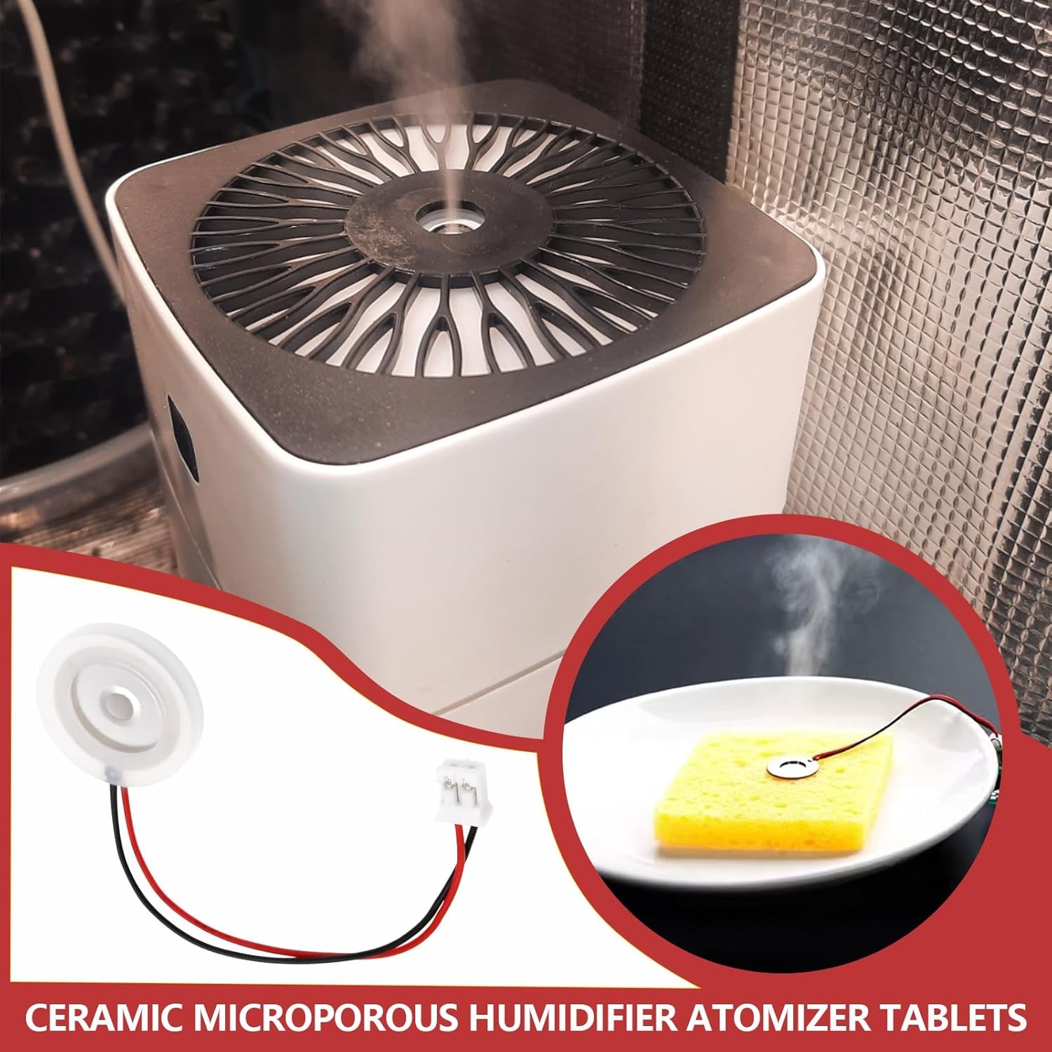 Create idea 10pcs 16mm Ultrasonic Humidifier Mist Maker Kit 5um Ceramic Film Plate Accessory Silicone Humidifier Parts Film Plate Transducer