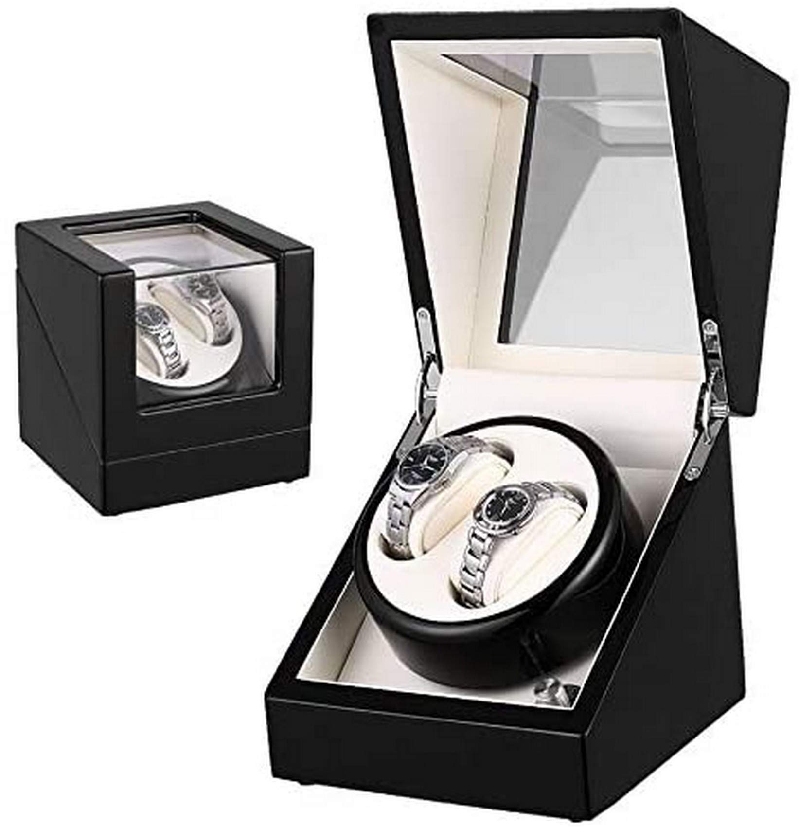 Doppelter automatischer Uhrenbeweger Klavierfarbe und leiser Motor, staubdicht, Uhrenaufziehgehäuse, Displaybox, elegant, schön, tolles Geschenk, P-Uhren-Display-Aufbewahrung