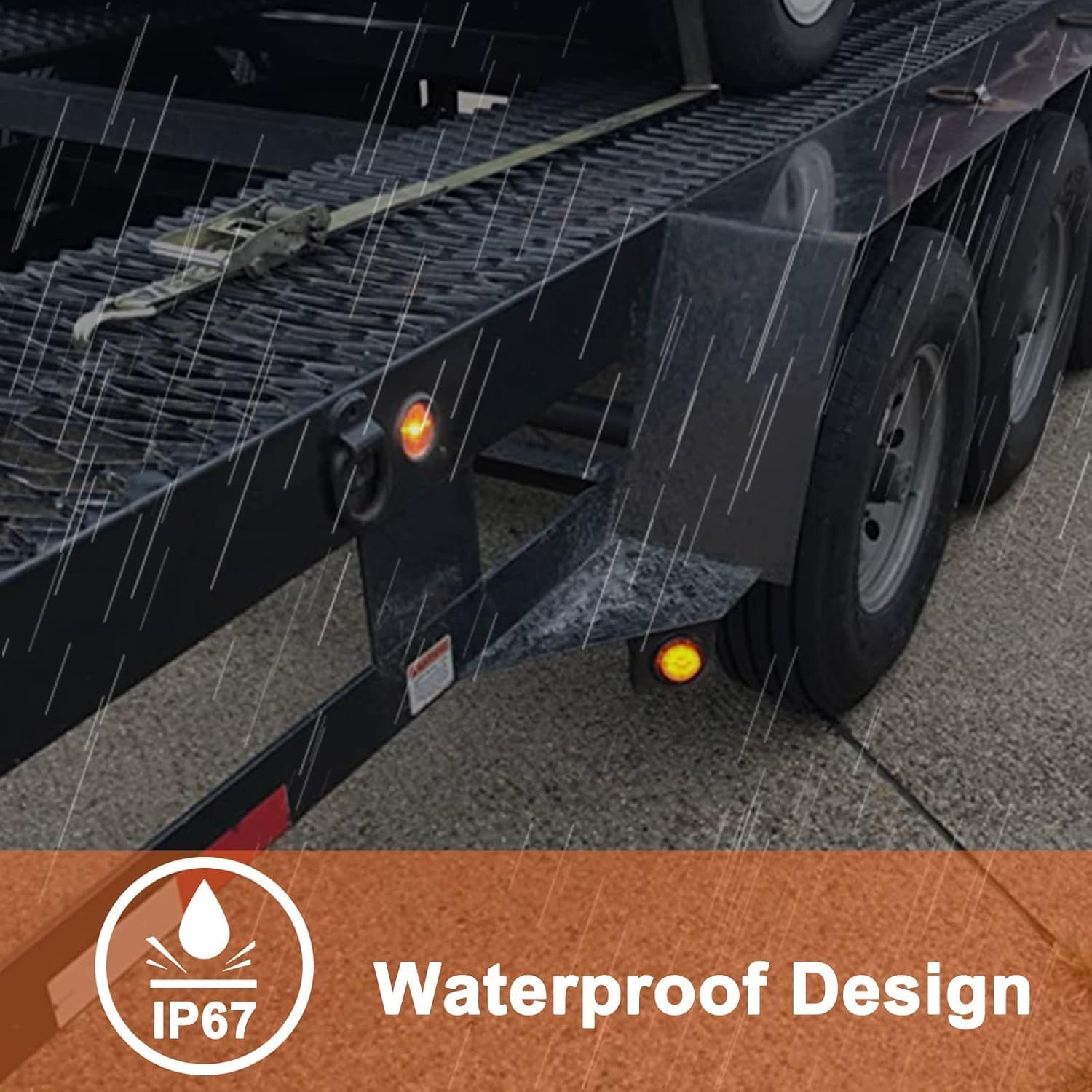 20Pcs 2" Inch Round Led Marker Lights 4 LED, 10 Amber + 10 Red 2 Inch Round Trailer LED Clearance Marker Lights Grommets Flush Mount Sealed w/2 Prong Trailer Wire Pigtails Waterproof