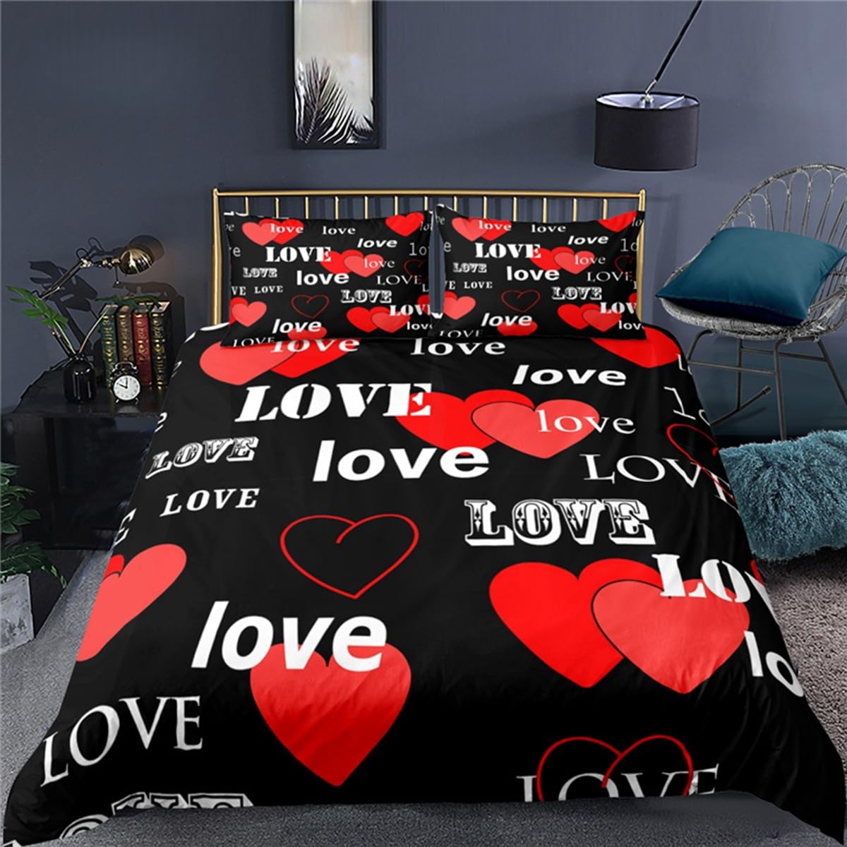 Housse de couette motif cœur rouge, le cadeau de Saint-Valentin idéal