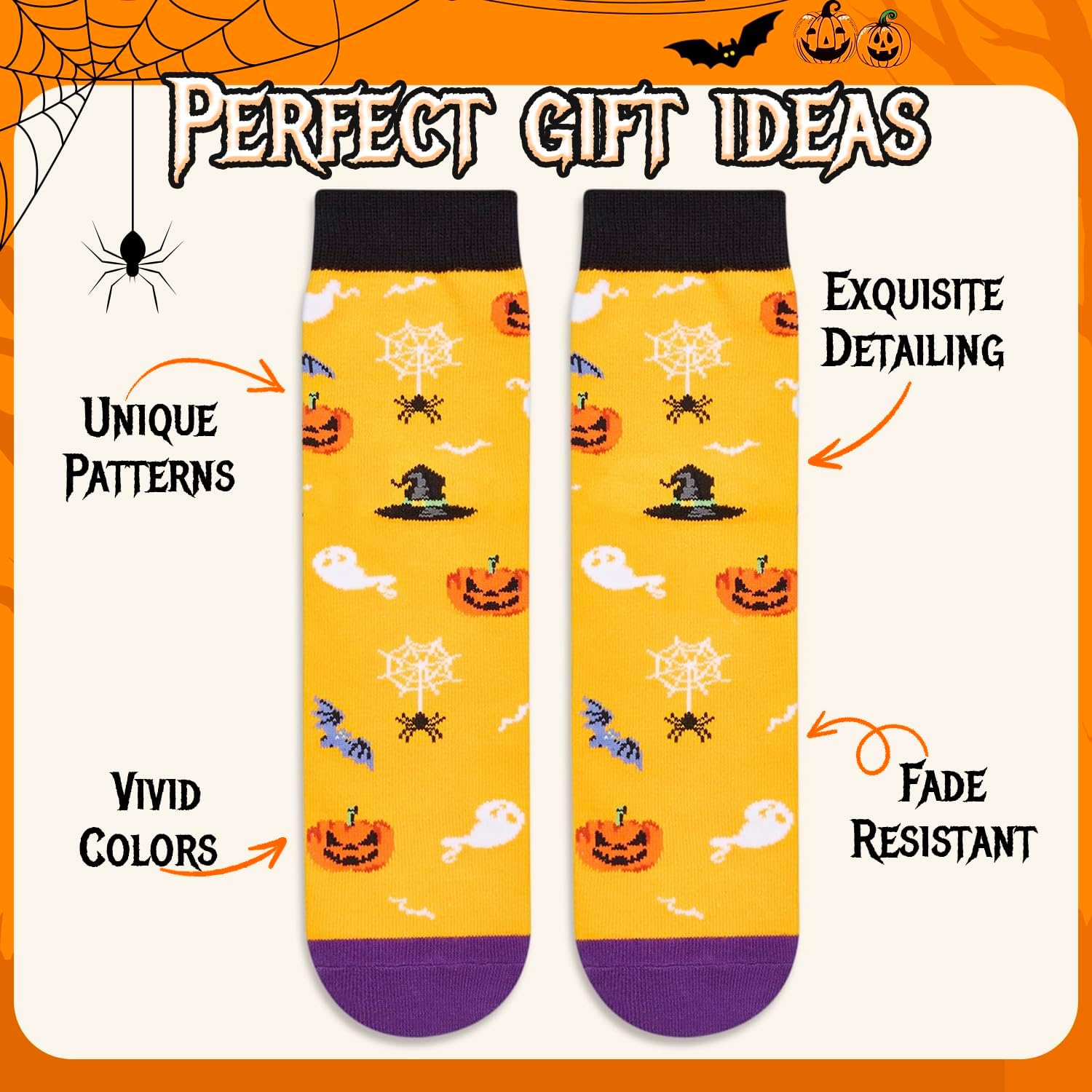 HAPPYPOP Halloween Gifts - Socks Kids Boy Girls, Horror Spooky Ghost Socks Teens Adult - Image 4