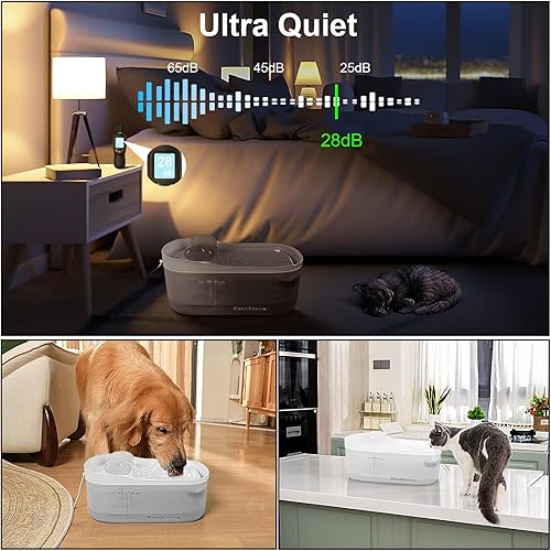 Miniatura 6 de Fuente de agua ultra silenciosa para mascotas de 2.3 galones300 oz9 L, para perros grandesmedianos en el interior, dispensador automático de agua