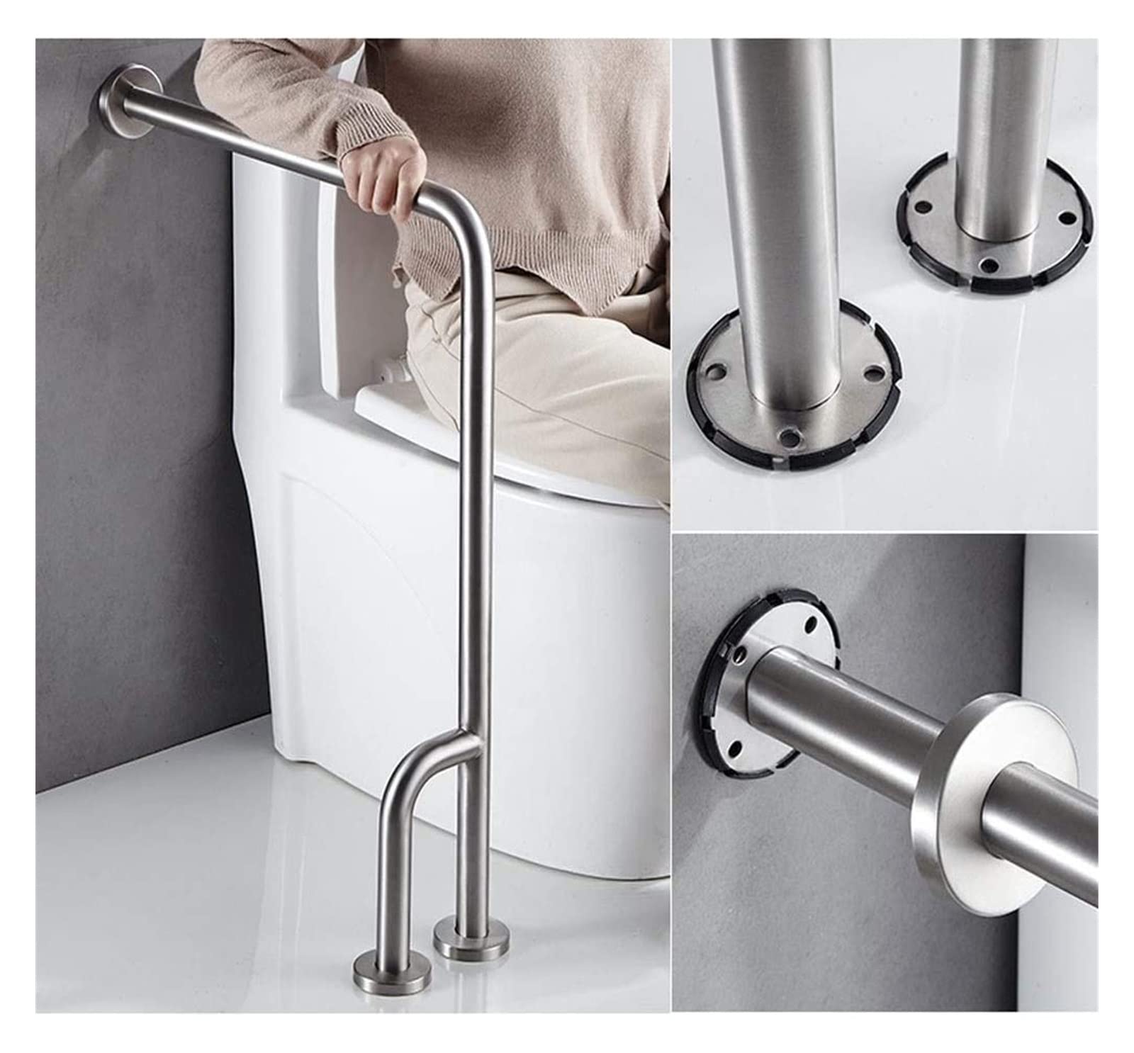Agarraderas Barra de apoyo curva de acero inoxidable for inodoro, pasamanos de seguridad for suelo, toallero, pasamanos de pared, asidero de baño for personas mayores