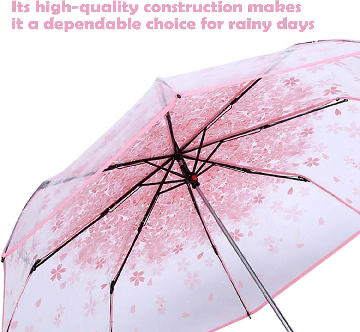 fashion Transparent cherry collapse blossom umbrella, Manual opening handle umbrella Suitable Fit All Girl boy