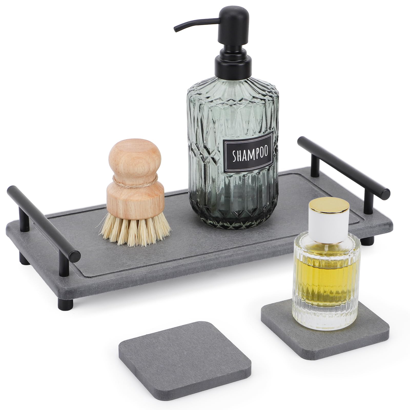 Segbeauty 12x6in Bathroom Tray Countertop Organizer, Quick Dry Stone Drying Tray for Bathroom Kitchen, Water Absorbing Diatomaceous Earth Tray Stone Coasters Counter Decor Sponge Holder Vanity Trays