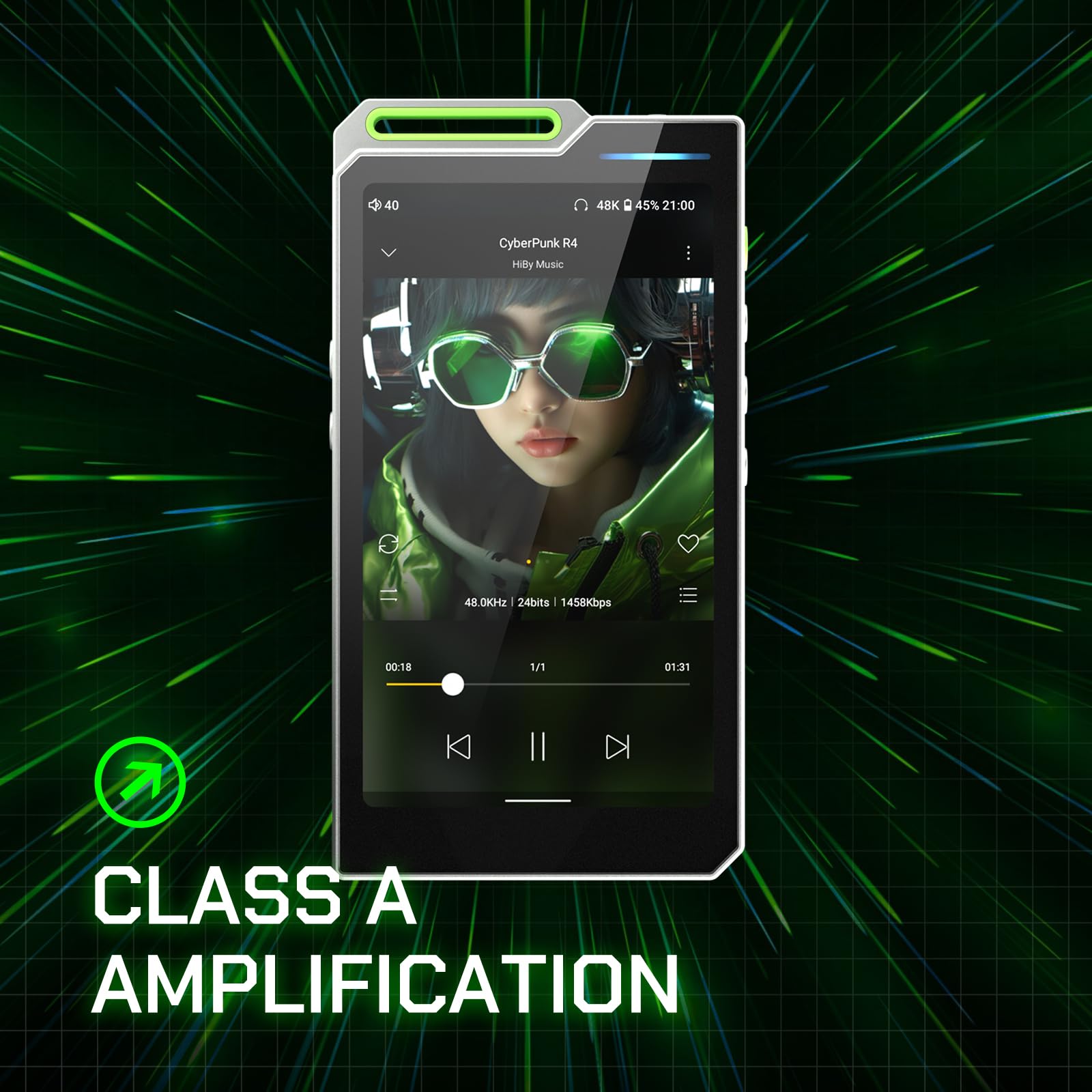 HiBy R4 Android-MP3-Player mit Bluetooth und WLAN, integriertes 4DAC-Android12, unterstützt Wiedergabe, DSD, PCM, MQA mit 4,4 mm balem 32 G Speicher (Schwarz)