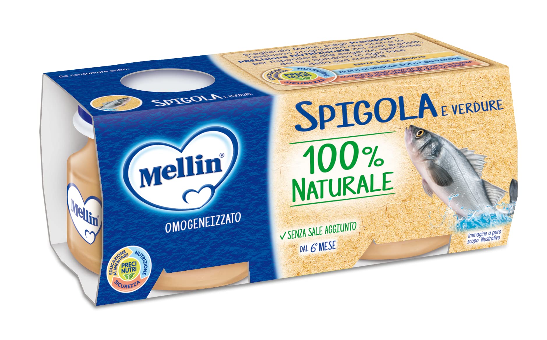12 Omogeneizzati Pesce con Verdure, 100% Naturale, 8 x 80 g Platessa, 8 x 80 g Orata e 8x 80 g Spigola - 24 Vasetti x 80 g