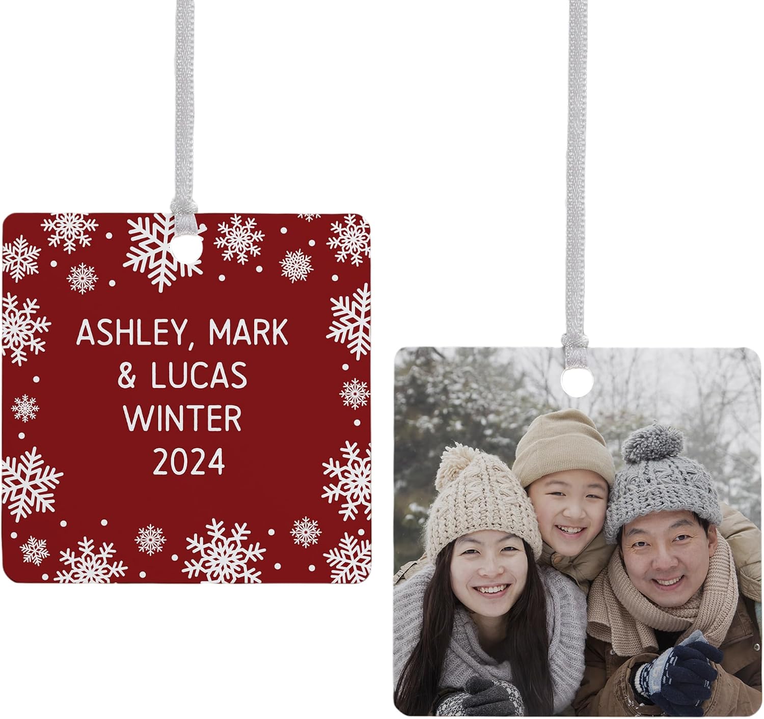 Personalization Universe Snowflake Personalized Photo Christmas Ornament- 3.75" Matte - 2 Sided