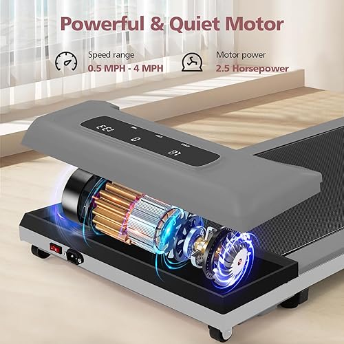 Miniatura 6 de ANCHEER Caminadora para debajo del escritorio, 2.5 HP caminadora con control remoto, cinta de correr compacta portátil para el hogar, oficina,