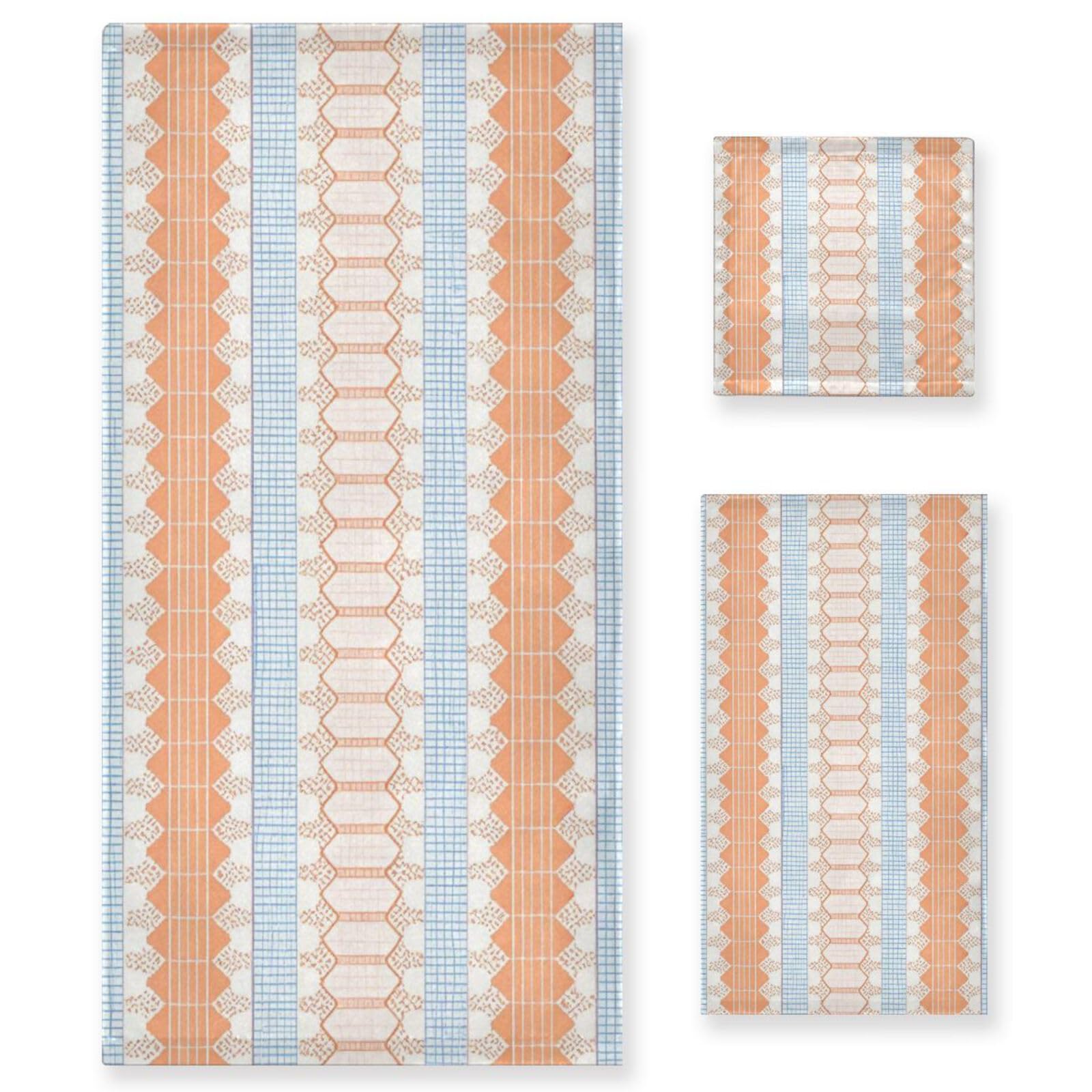 Arancione Carino Pizzo Strisce Doccia Asciugamani Viso Set 3 Pezzi, 1 Asciugamano da Bagno 1 Asciugamano 1 Panno per il corpo viso Bagno