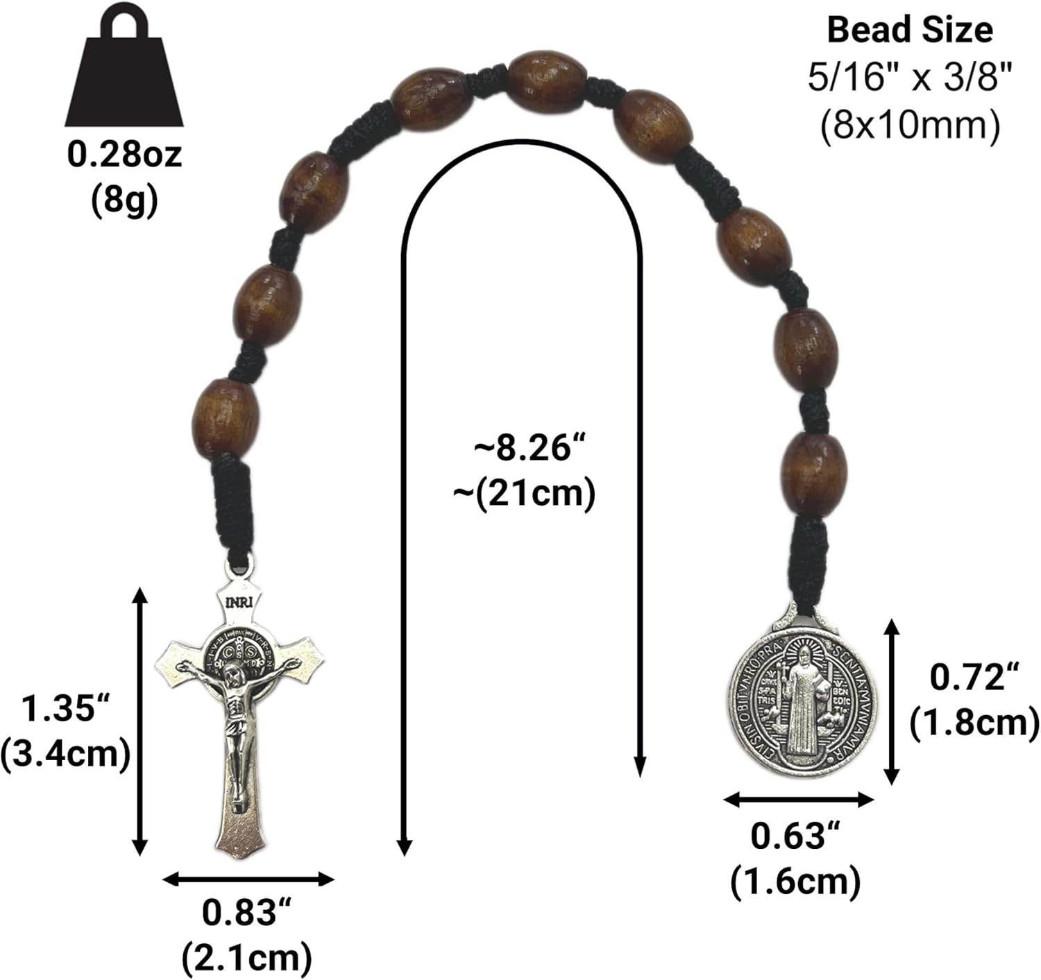 Pocket Rosary, Handmade and Blessed in the Holy Land, Prayer Beads with Saints Medal and Cross/Crucifix, Gift Pouch and Certificate of Authenticity - Image 6