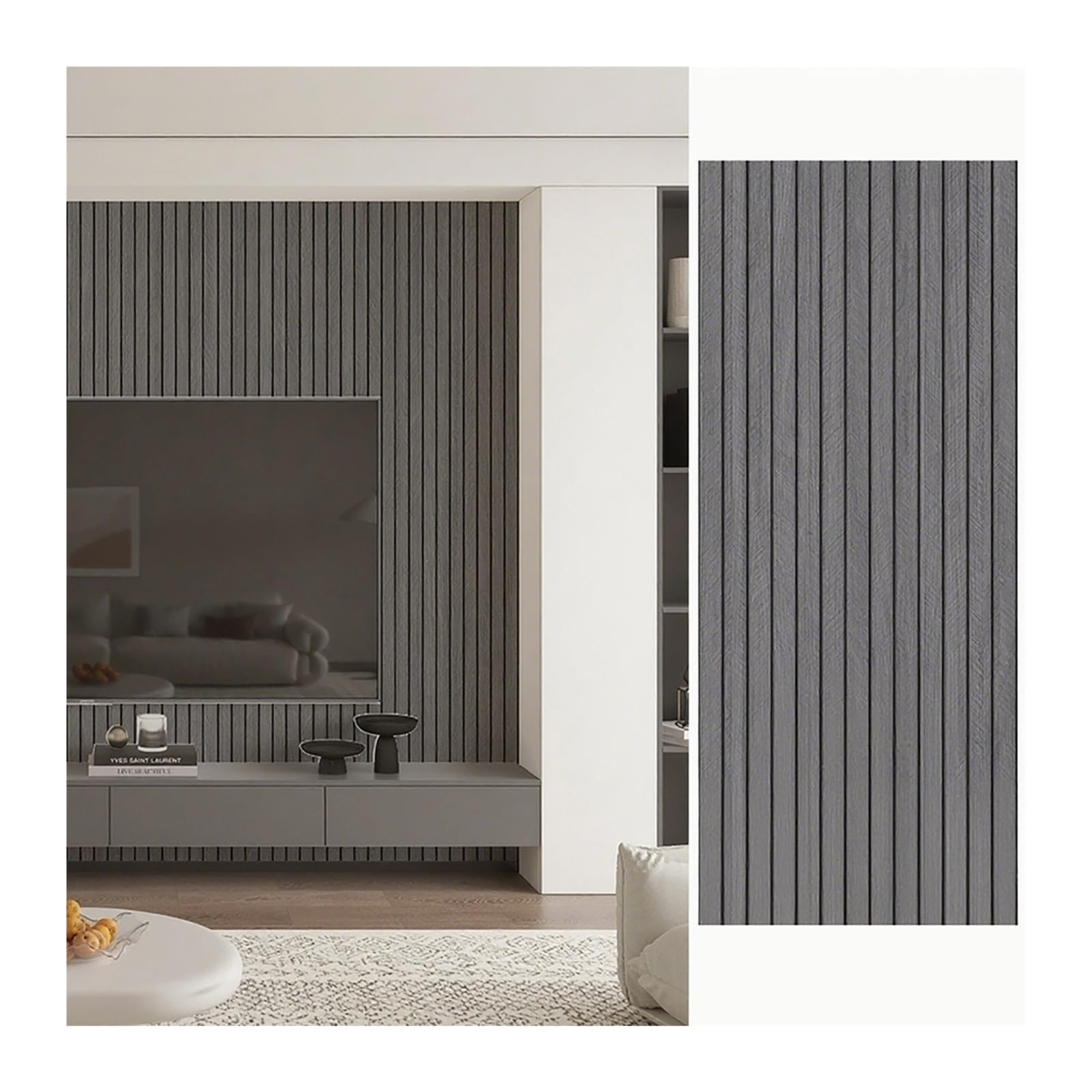 YXXSDP Paneles PVC Pared Panel de Madera para Papel Tapiz Autoadhesivo, Impermeable, extraíble, para Sala de Estar, Dormitorio, Cocina y Pared Decorativa. Fácil de Instalar.(Dark Grey 3D Grille)