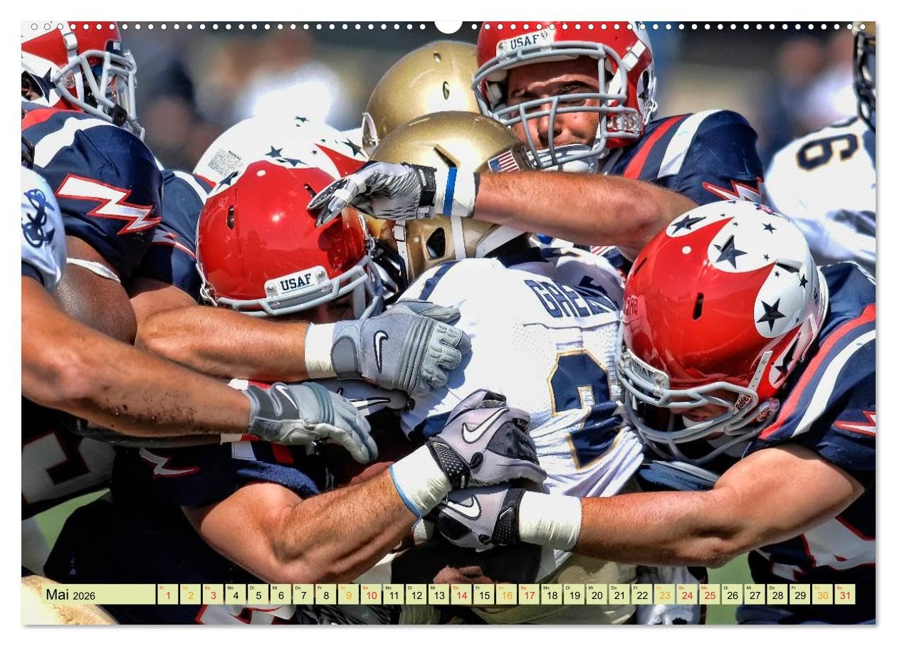American Football - athletisch und riskant (Wandkalender 2026 DIN A2 quer), CALVENDO Monatskalender: American Football - gefährlicher Teamsport. (CALVENDO Sport)