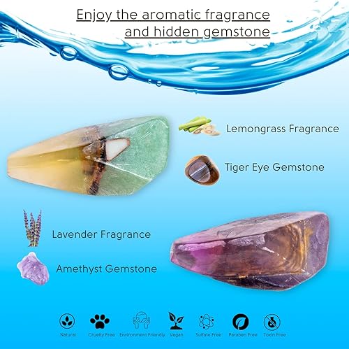 Miniatura 34 de Juego de jabón y bomba de baño de piedras preciosas, regalo relajante de spa para mujeres, juego de regalo para el día de la madre, 4 jabones