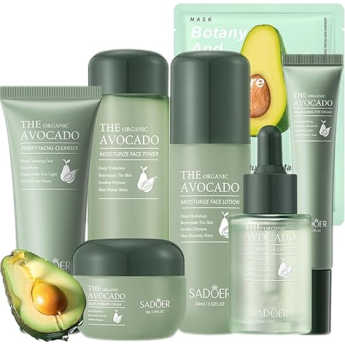 Avocado Skin Care Set, 11-In-1 Skincare Gift Set With Facial Cleanser, Face Serum, Face Cream, Eye Cream, Toner, moisturizing lotion& Facial mask. Skin Care Kit For Women Men