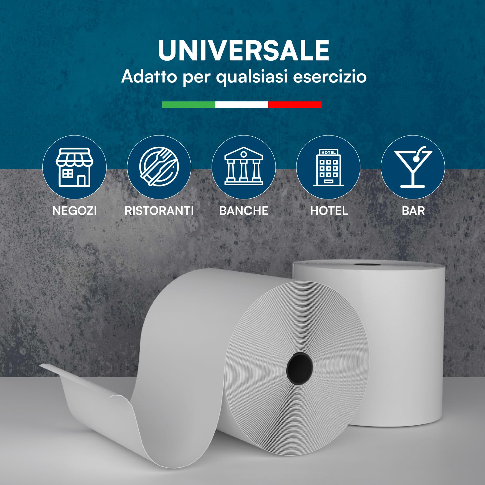 Rotoli Termici 80x80 Alta Qualità per Registratori di Cassa, Carta Termica Omologata, Confezione da 50 Rotoli - Compatibili con Nexi, Axerve e Ingenico