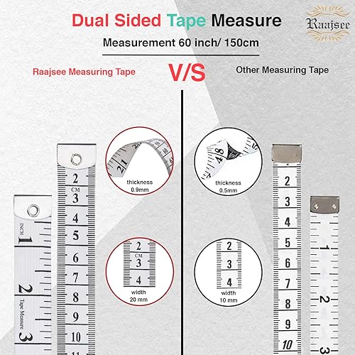 Miniatura 7 de Paquete de 2 cintas métricas de tela blanca, cinta métrica para el cuerpo  Cinta métrica suave para tela de coser y pérdida de peso, medición