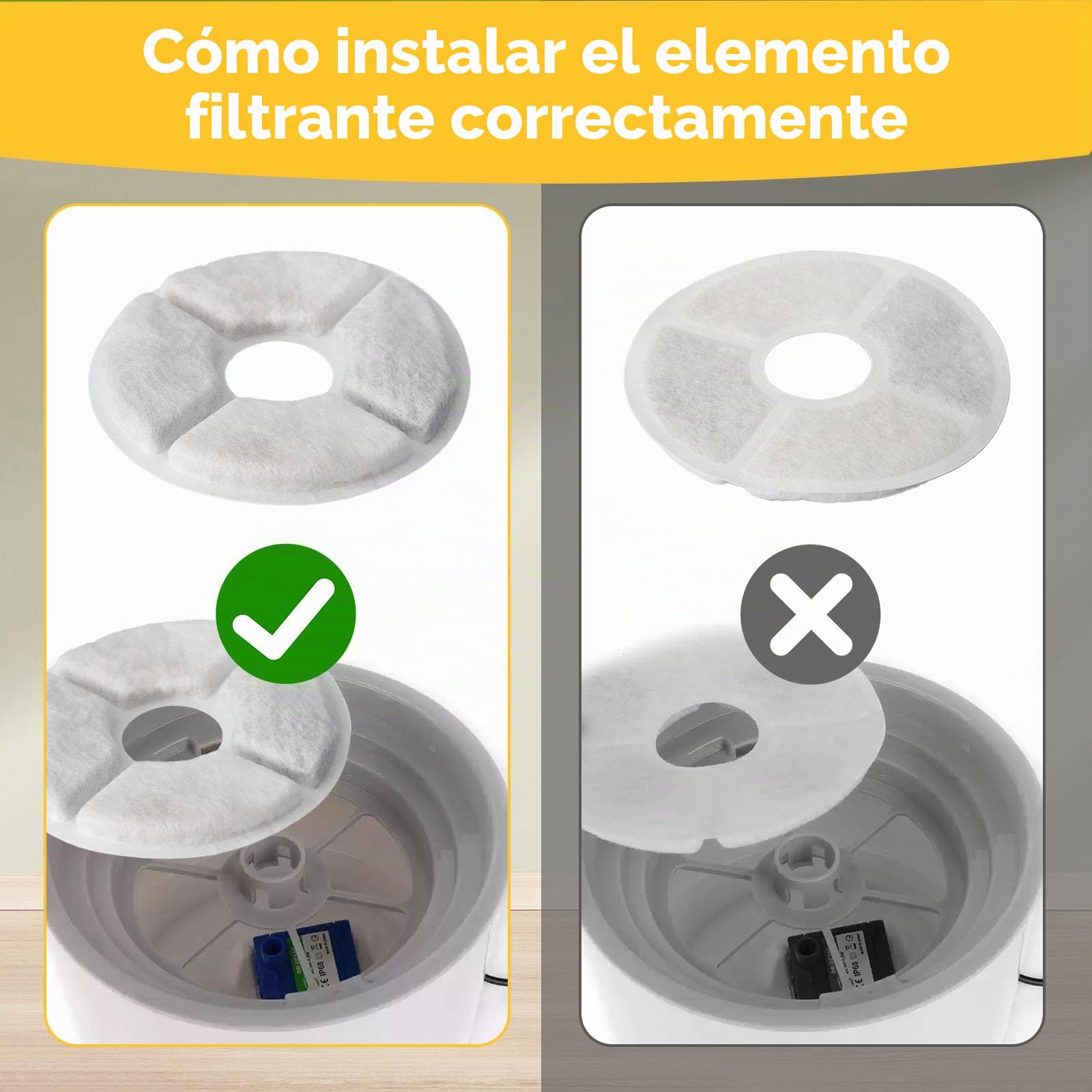 KOMABLEN 12 Piezas Filtros Fuente Gatos, Filtro Fuente Gato Redondo de Repuesto, Filtración Cuádruple Filtro Bebedero Fonte de Agua Carbón Activado de Resina Perro Animal