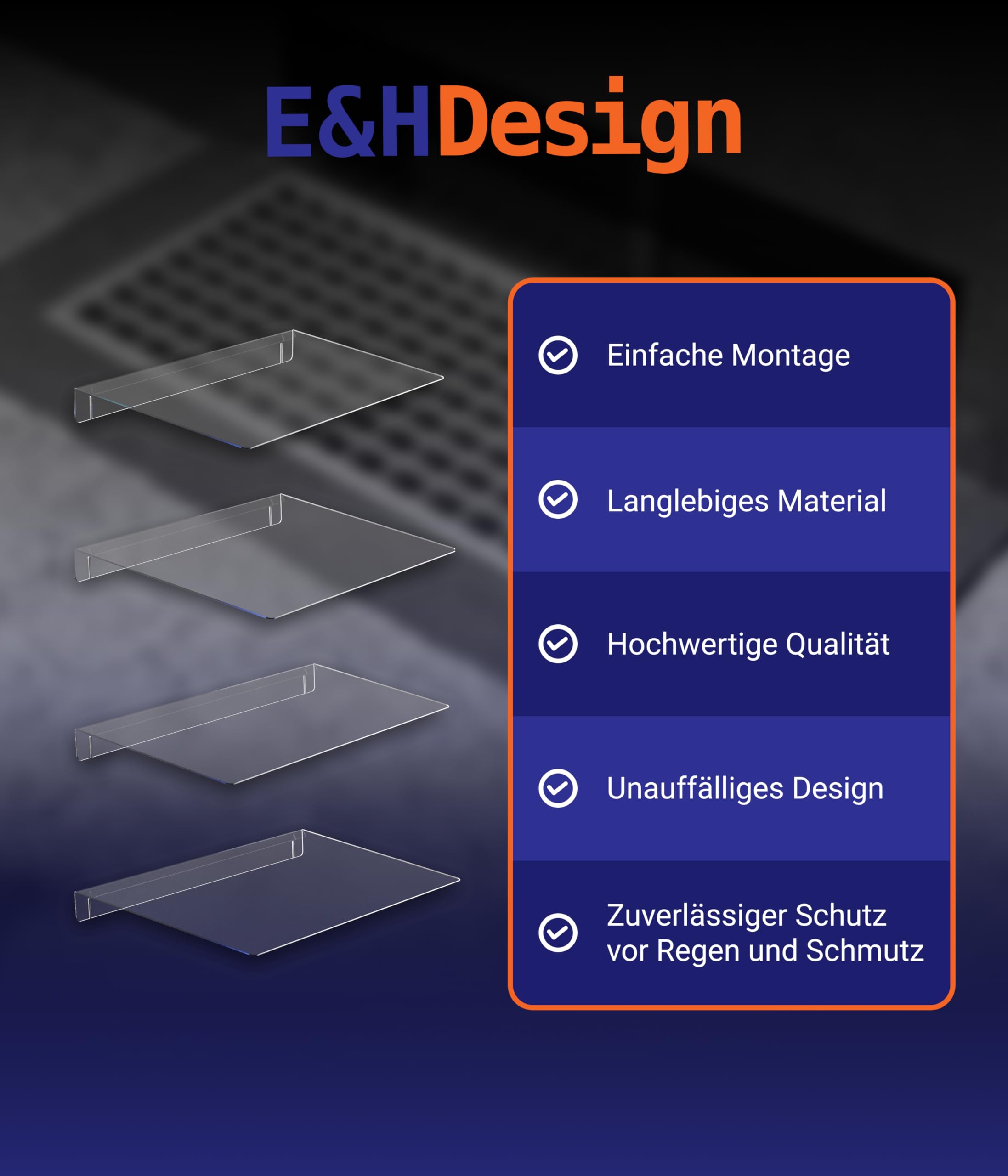 EH Design Lichtschachtabdeckung – Regenschutz aus Acryl – UV-beständig & wetterfest – Kinderleichte Montage & Reinigung – 100% Schutz vor Regen & Schmutz – Made in DE (1100x550x80 mm)