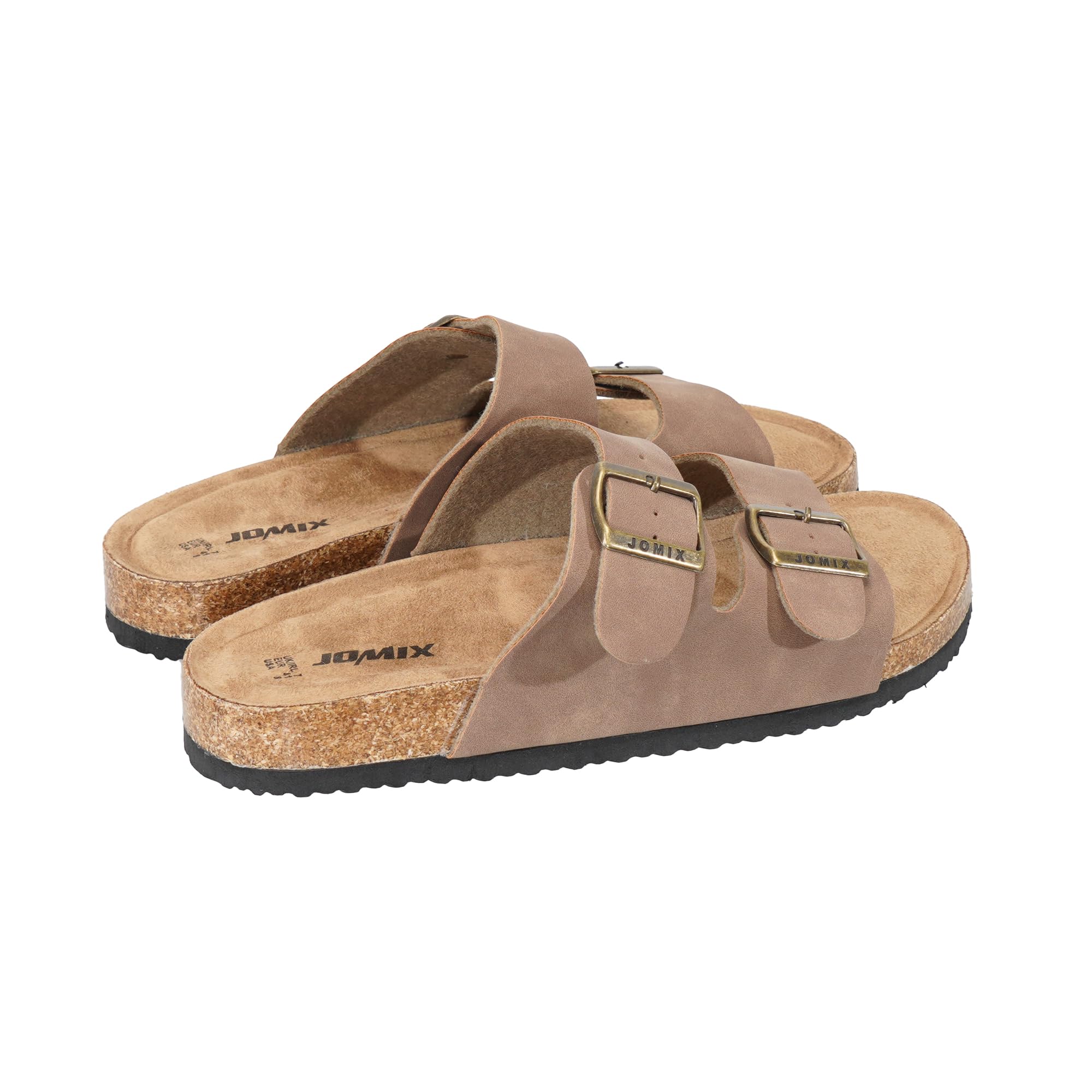 JOMIX Sandales Homme été Mules Homme à Double Boucle Réglable Claquettes Plates Confortables avec Semelle Liege pour Plage Maison