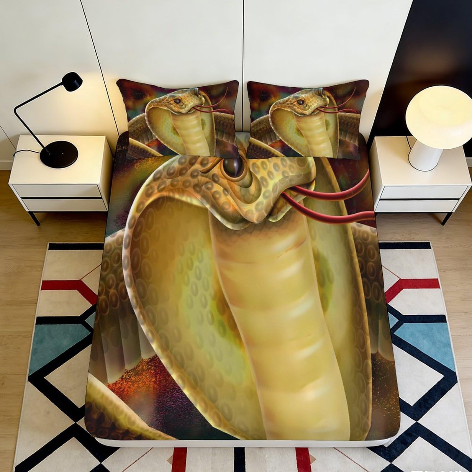 Kzqnxhjprl Style-10 3D Printed Snake Cobra Fitted Sheet Microfiber Soft Mattress Cover For Bedroom Dorm Room Decor Dustproof 90X200x25cm