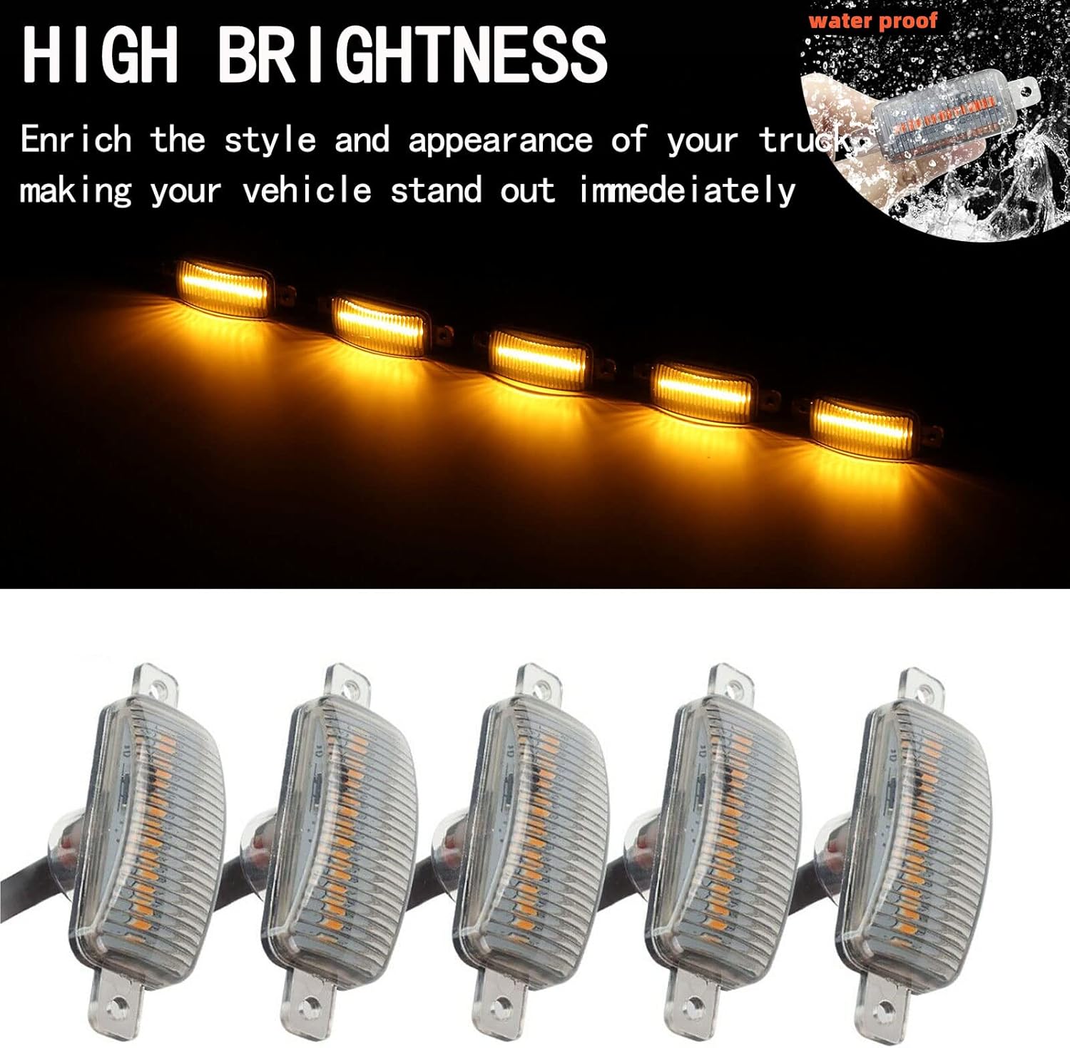 Front Grille LED Lights for Toyota Tundra 2008-2022 Universal Trucks SUV with Raptor Style Grill Trim Amber DRL Lamps for Dodge Ram/Ford F150/ Jeep Gladiator/GMC Sierra/Chevrolet Silverado/ (5PCS)